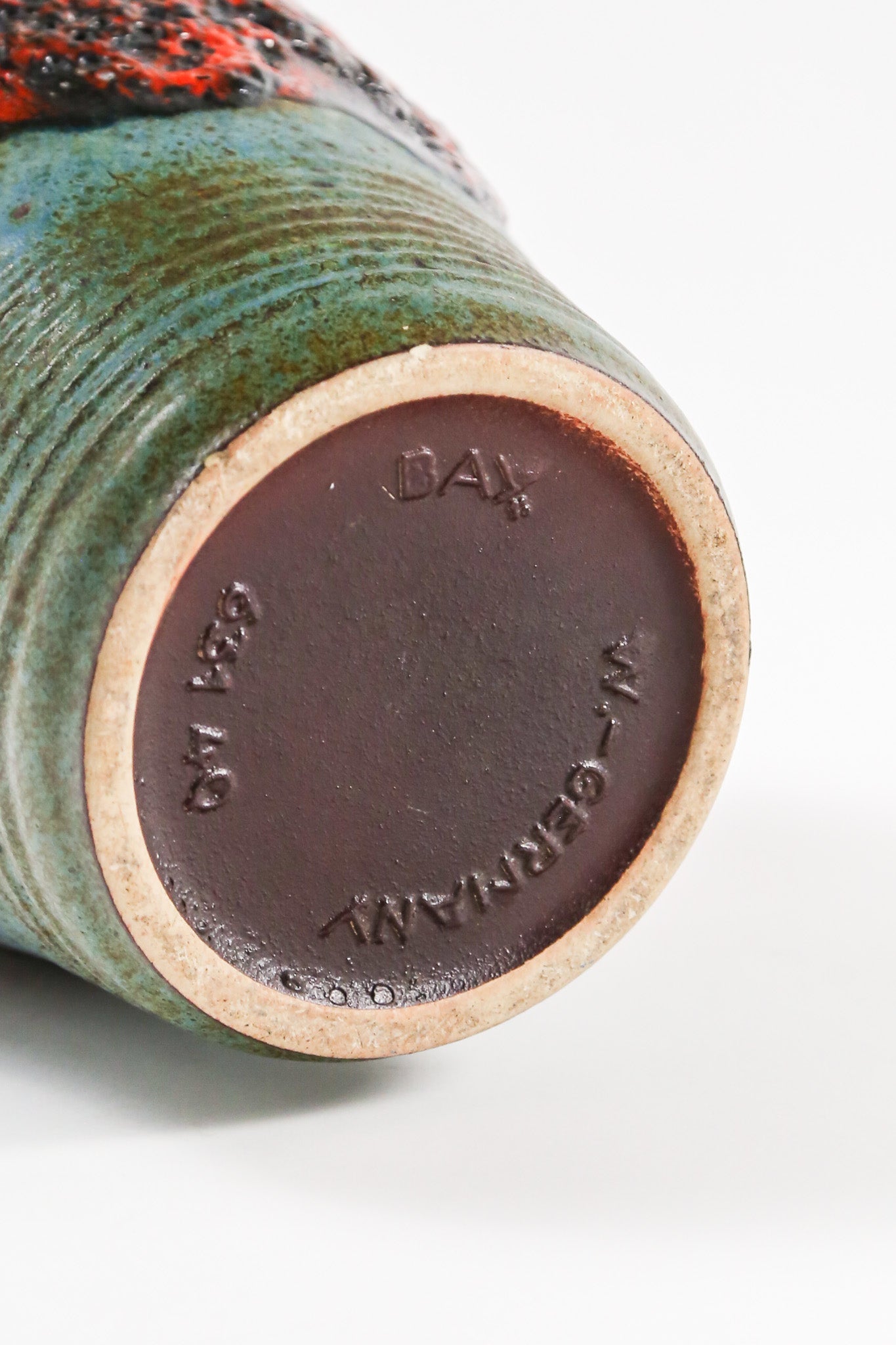 Handle Red & Green Fat Lava Vase / 取手付き 赤緑 ファットラバ 花器