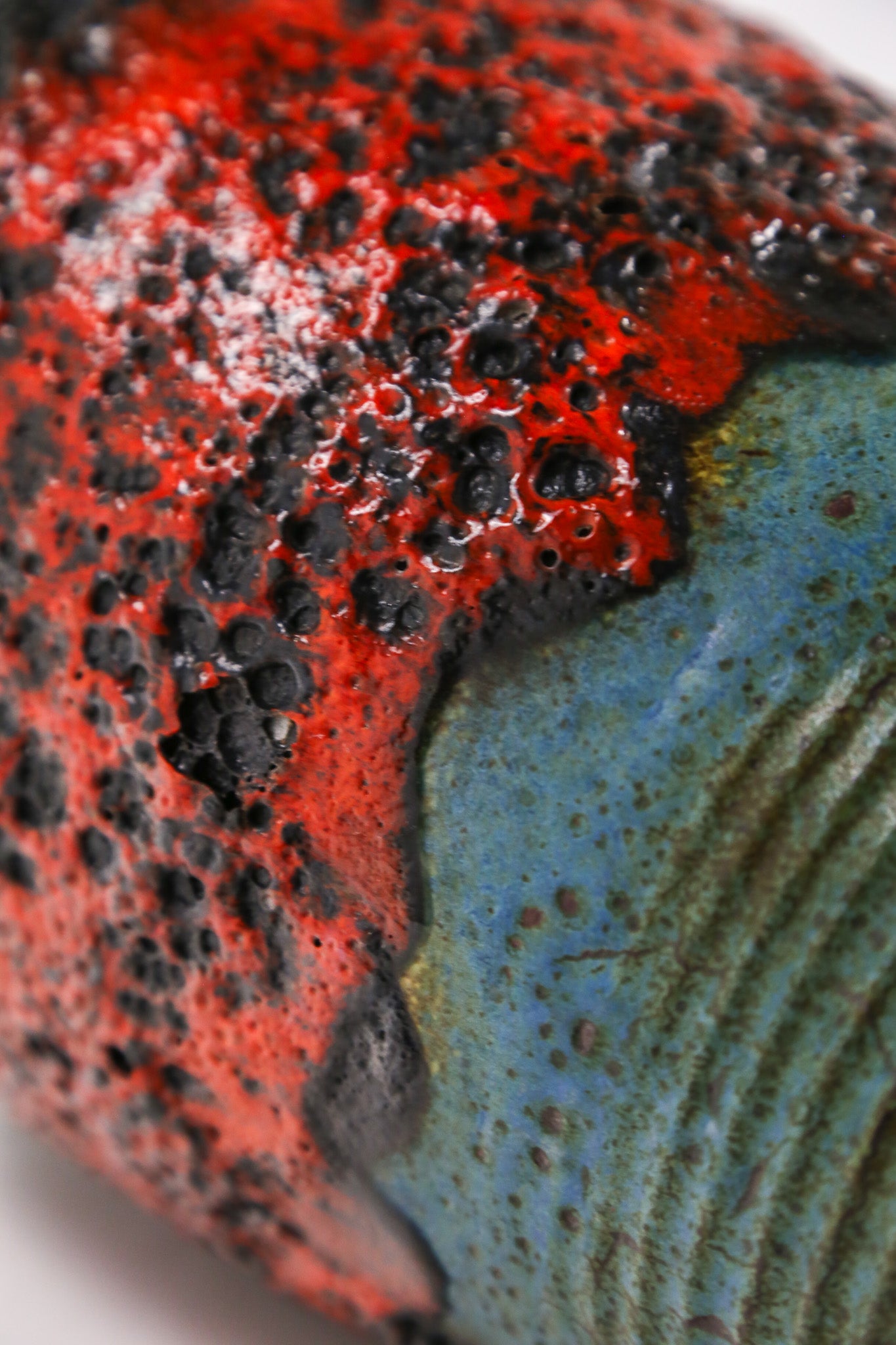 Handle Red & Green Fat Lava Vase / 取手付き 赤緑 ファットラバ 花器