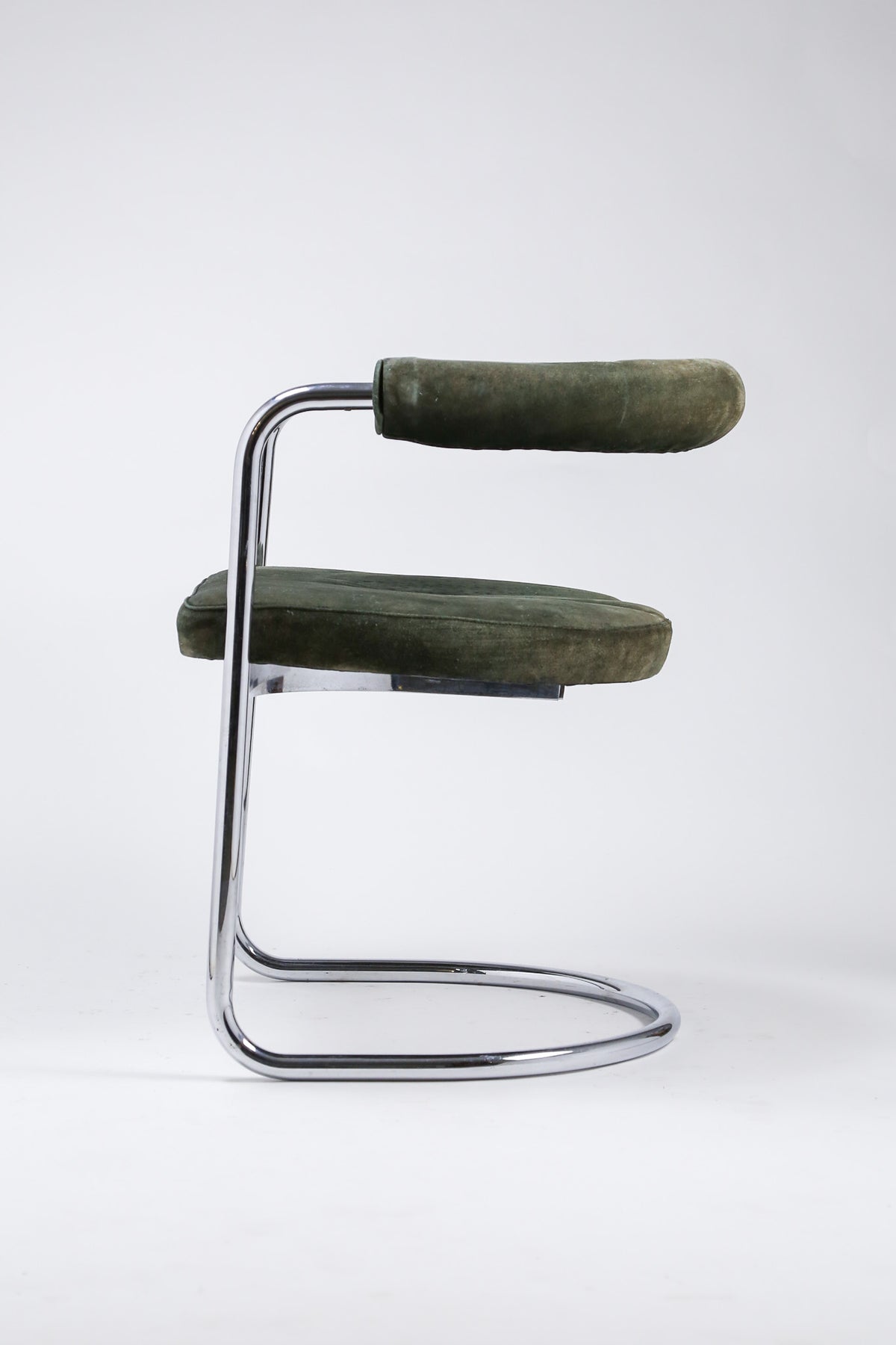 Steel Frame Suede Cantilever Arm Chair / スチールフレーム スエード カンチレバー アームチェア