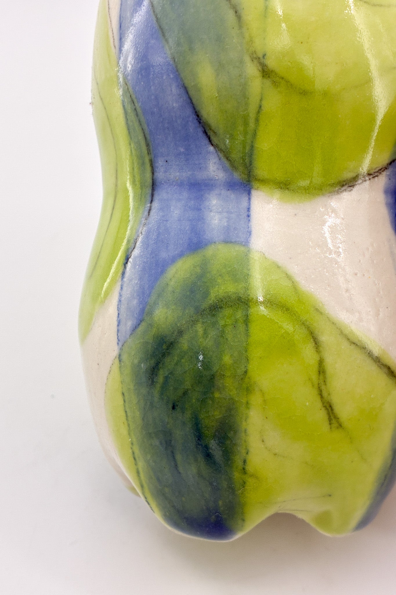 Ceramic Container Blue &amp; Yellow Green / 陶器 入れ物 青・黄緑