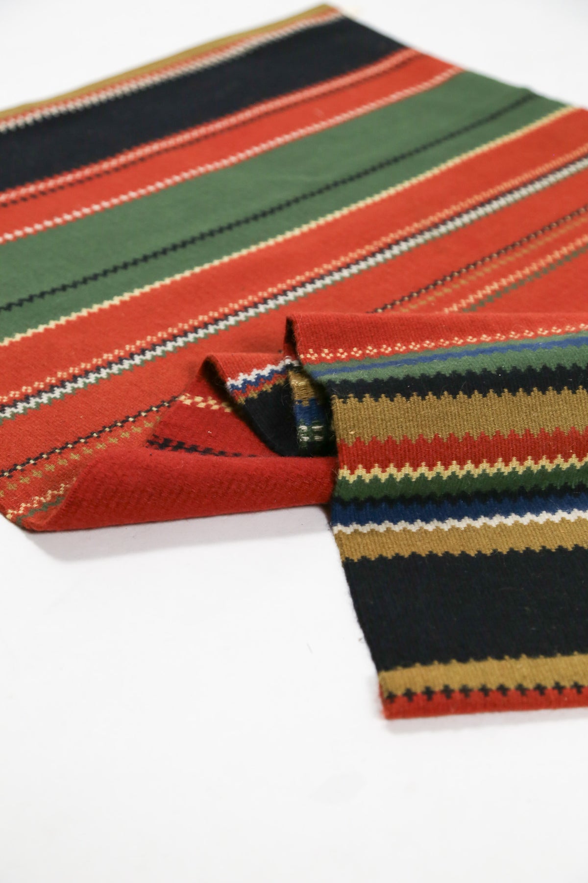 Vintage Finnish Striped Raanu Woven Runner Rug / ヴィンテージ フィンランド ラーヌ織り ストライプ ラグ ランナー