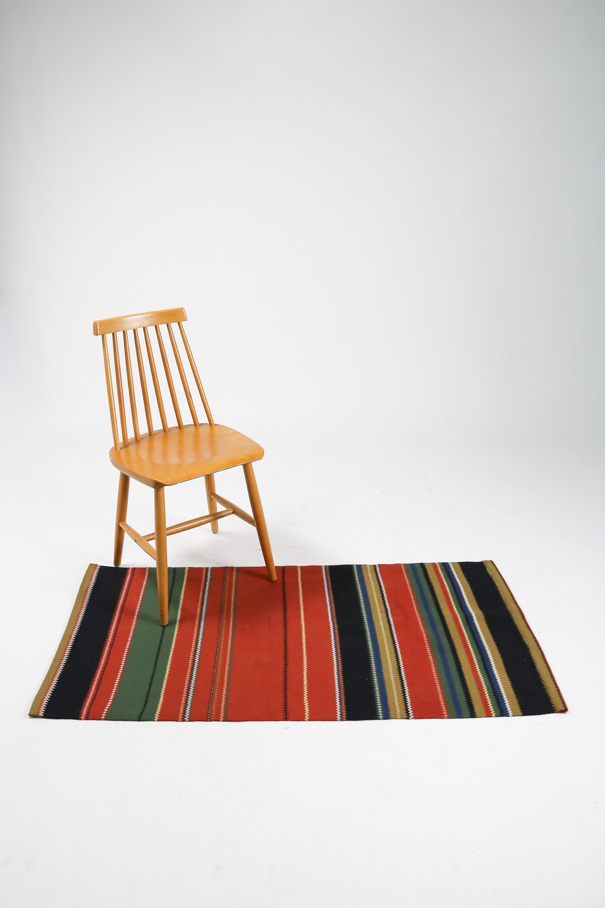 Vintage Finnish Striped Raanu Woven Runner Rug / ヴィンテージ フィンランド ラーヌ織り ストライプ ラグ ランナー
