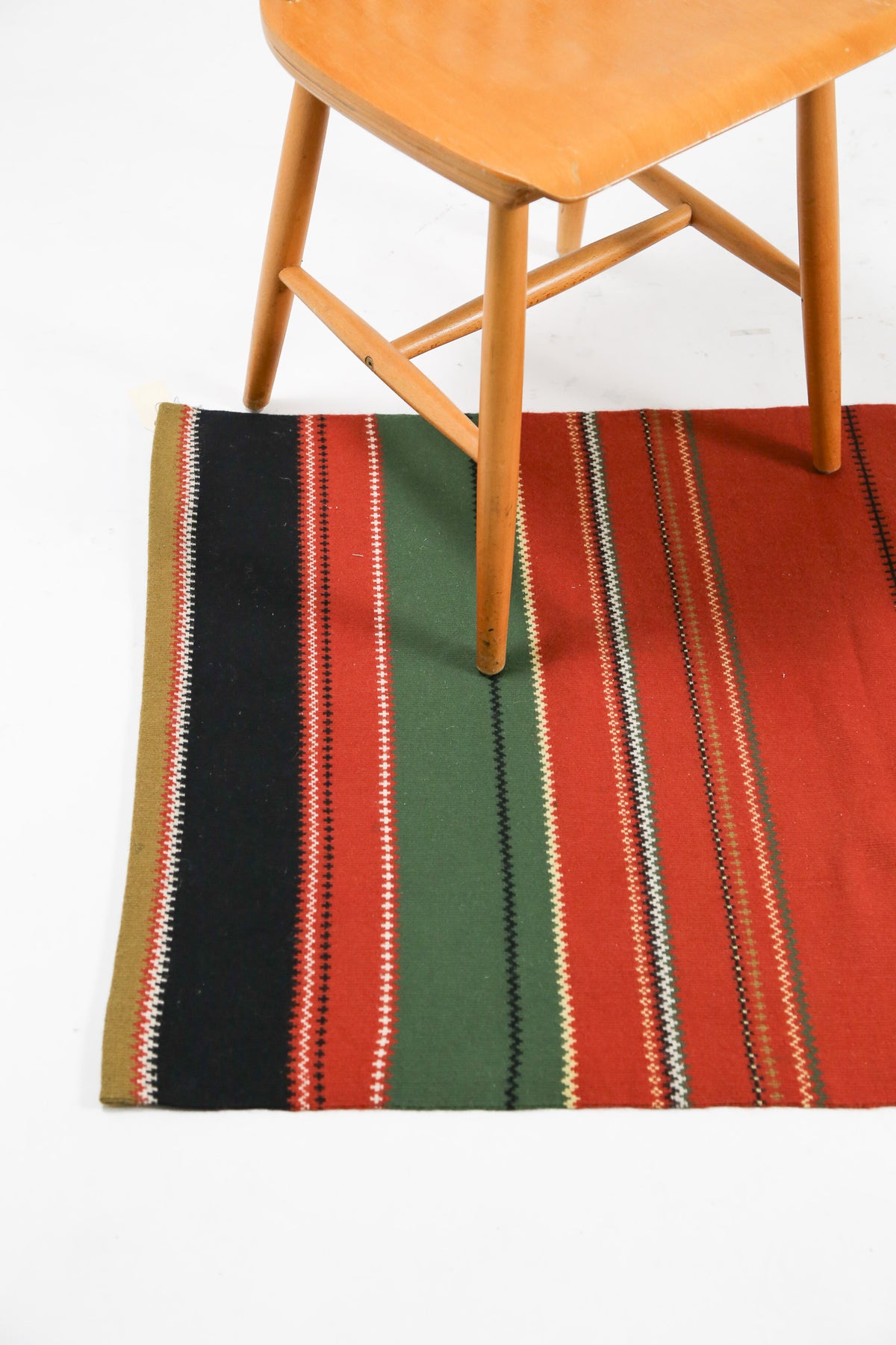 Vintage Finnish Striped Raanu Woven Runner Rug / ヴィンテージ フィンランド ラーヌ織り ストライプ ラグ ランナー