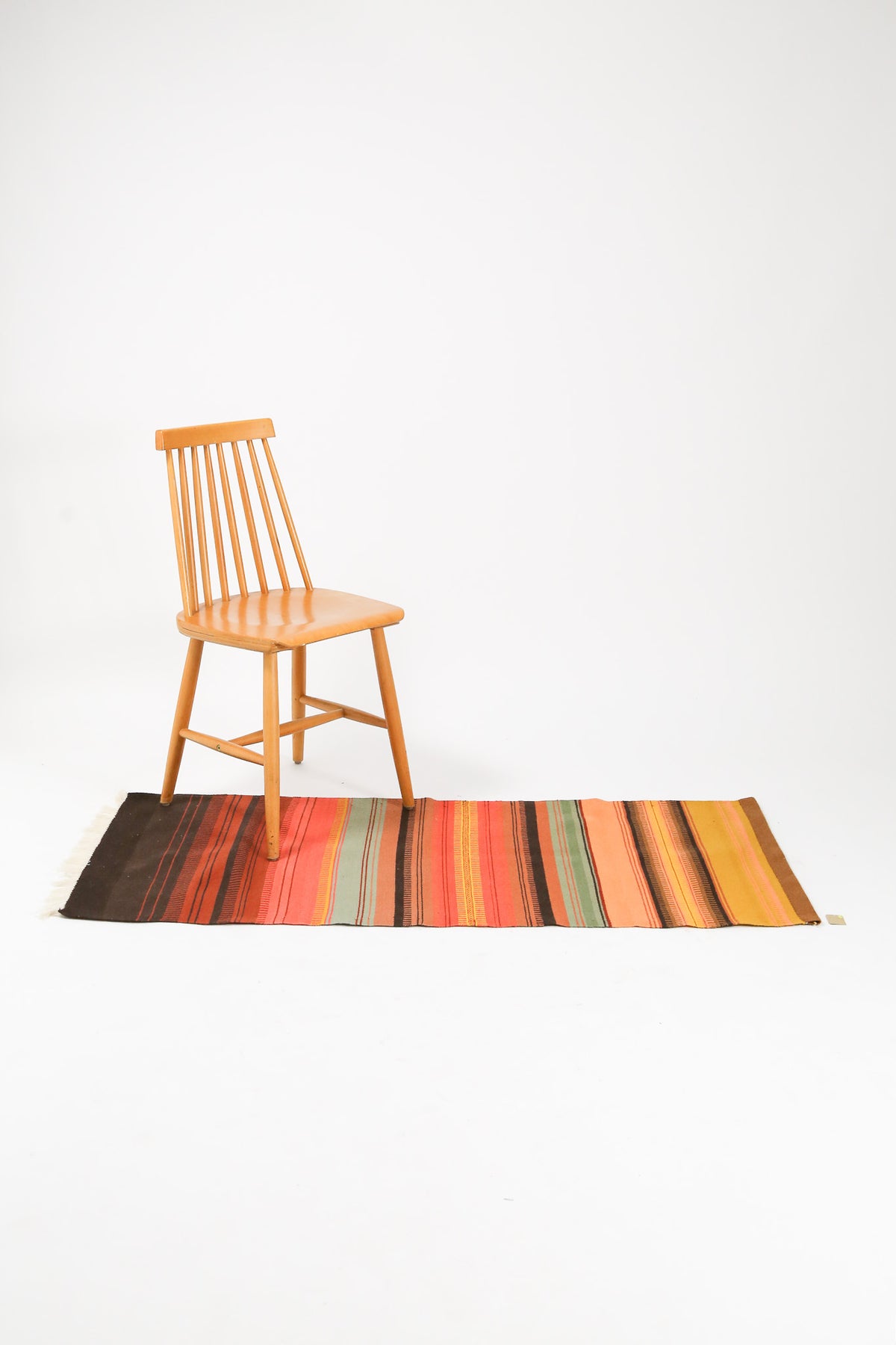 Vintage Finnish Striped Woven Runner Rug / ヴィンテージ フィンランド ストライプ 織りラグ ランナー