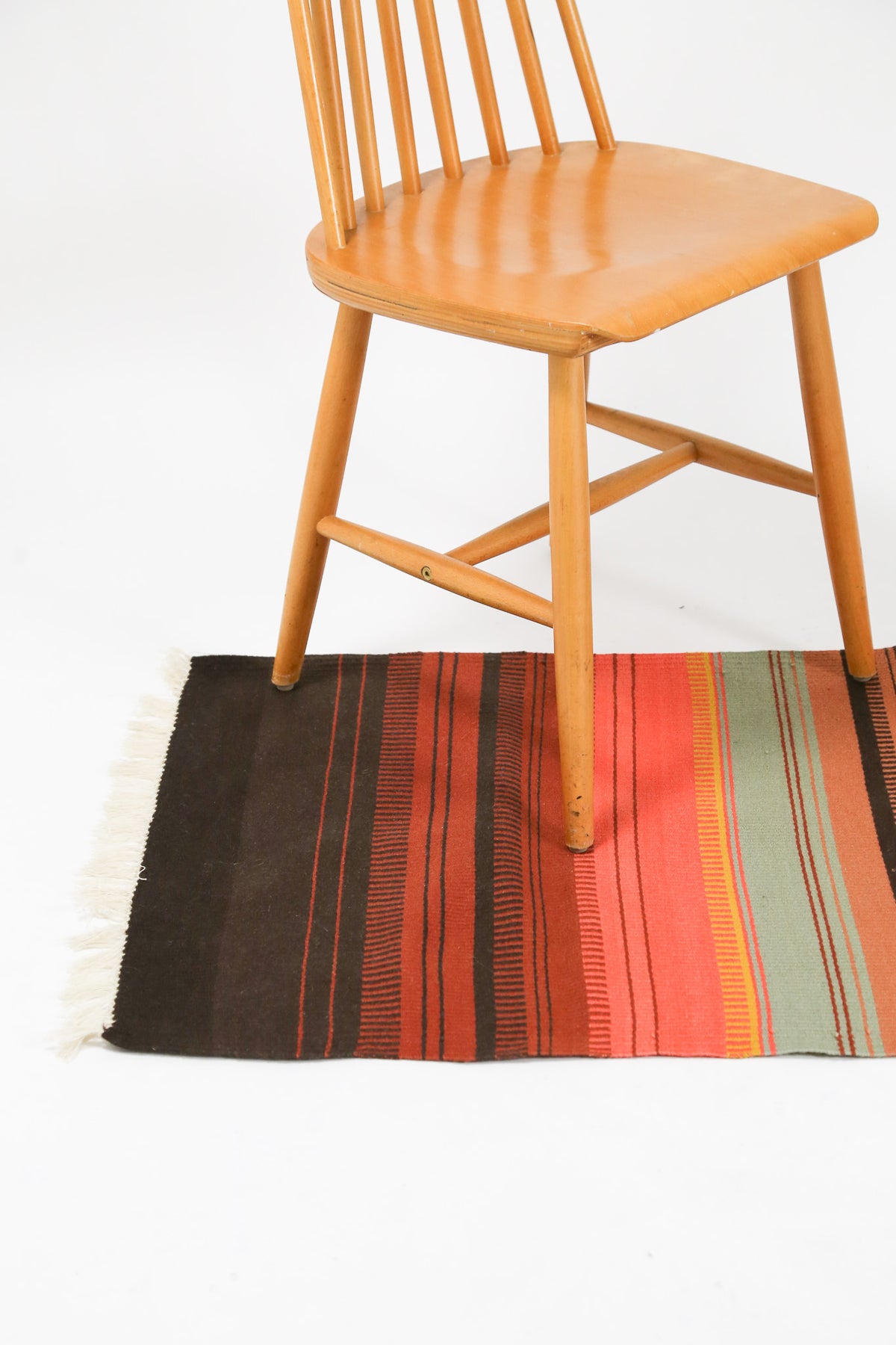 Vintage Finnish Striped Woven Runner Rug / ヴィンテージ フィンランド ストライプ 織りラグ ランナー