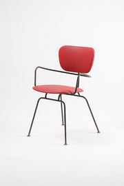 Metal Frame Chair with Red Upholstery / メタルフレーム チェア レッド