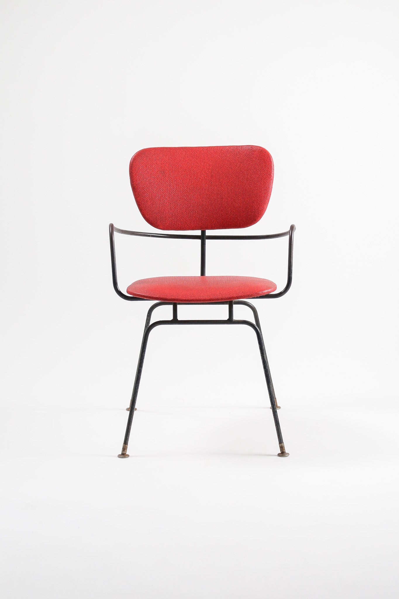 Metal Frame Chair with Red Upholstery / メタルフレーム チェア レッド