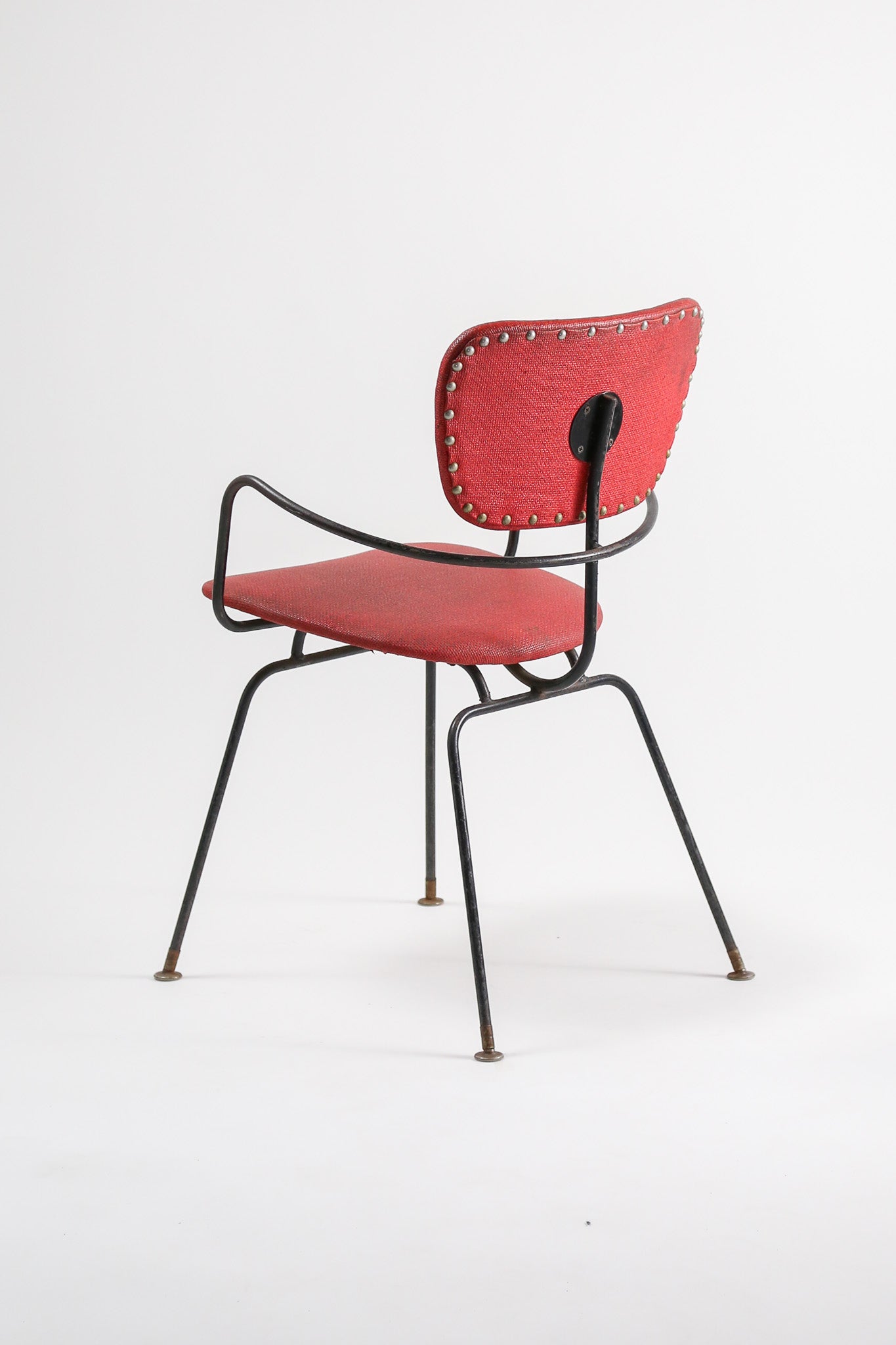 Metal Frame Chair with Red Upholstery / メタルフレーム チェア レッド
