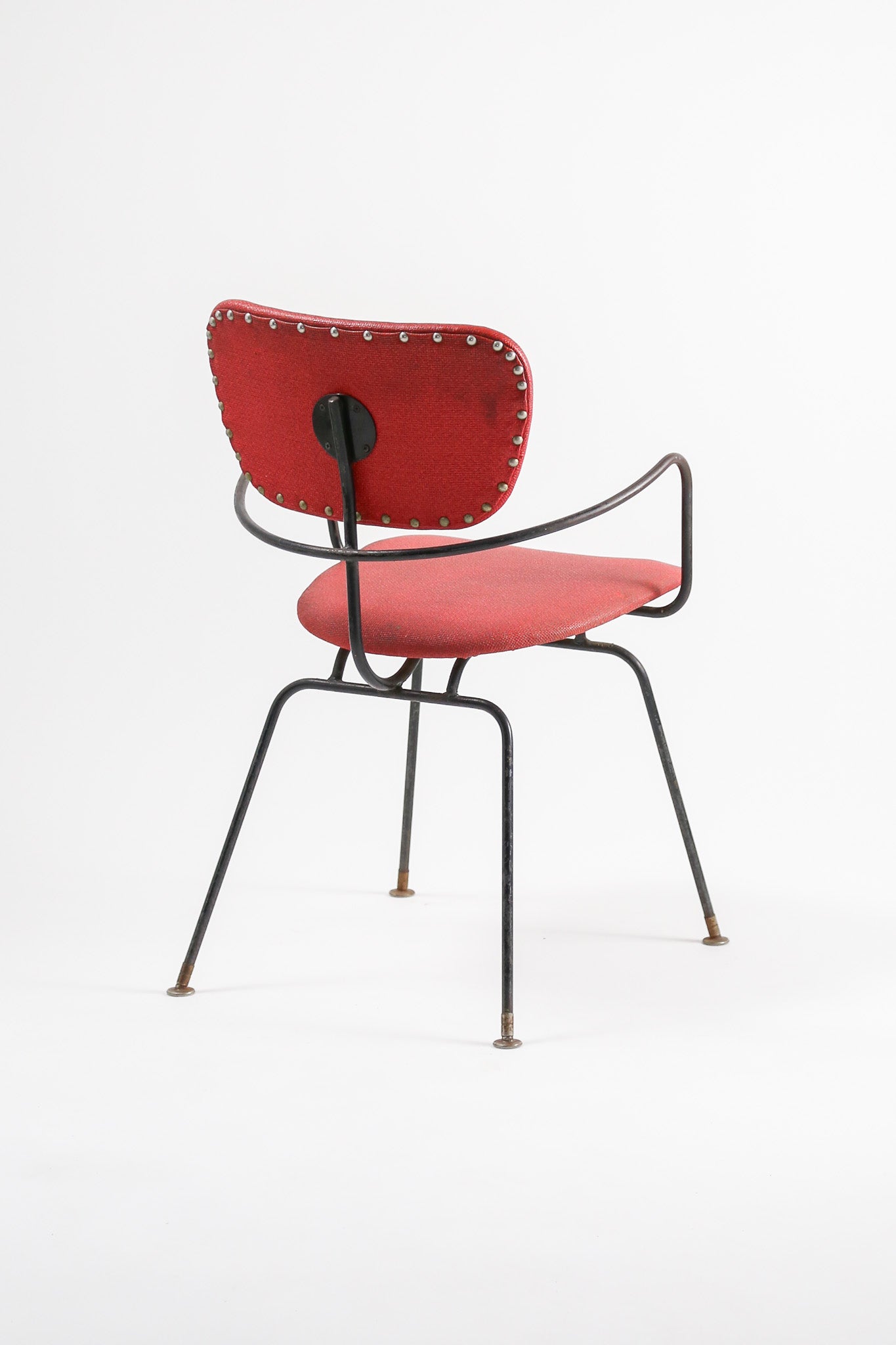 Metal Frame Chair with Red Upholstery / メタルフレーム チェア レッド
