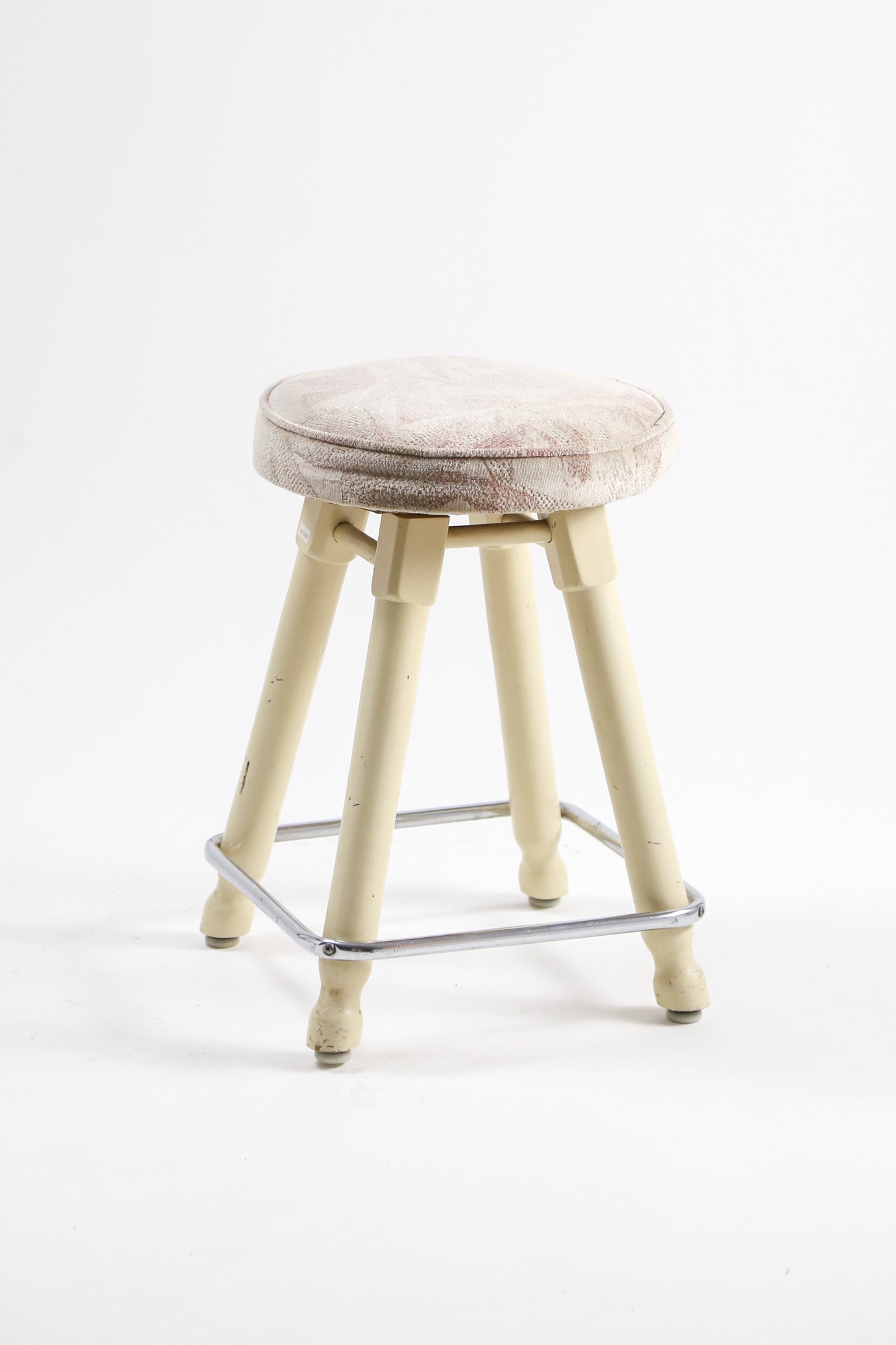 Vintage Round Stool with Chrome Footrest / ヴィンテージ ラウンドスツール