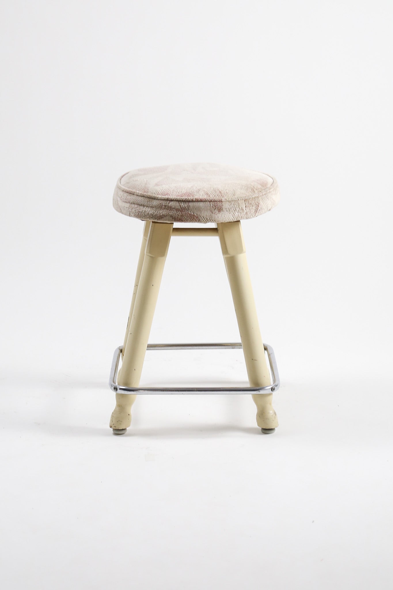 Vintage Round Stool with Chrome Footrest / ヴィンテージ ラウンドスツール