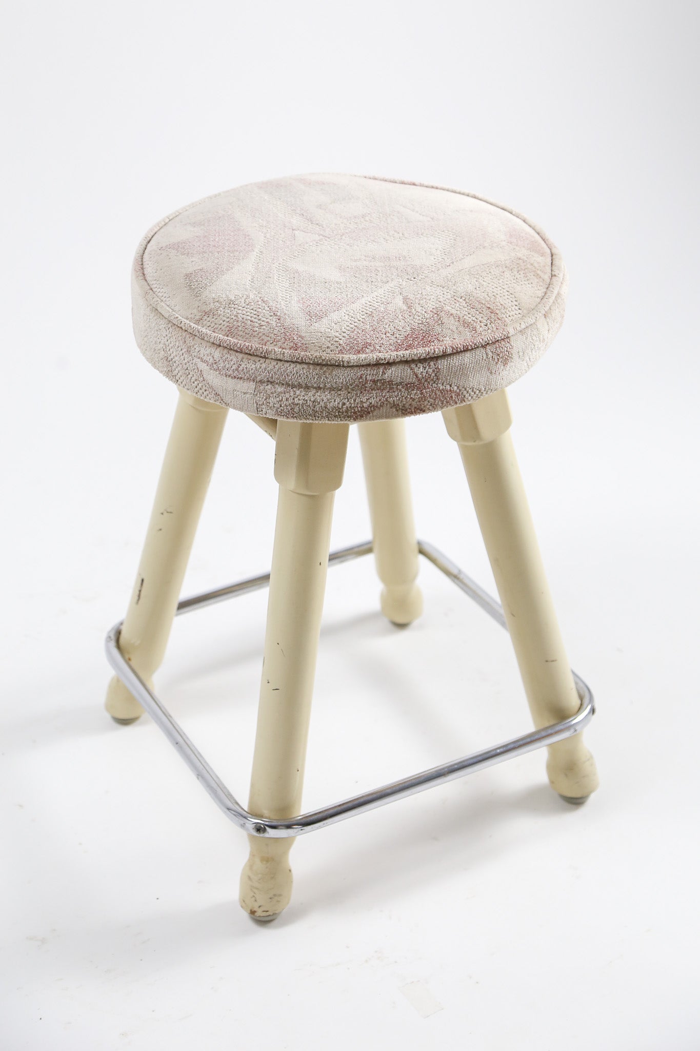 Vintage Round Stool with Chrome Footrest / ヴィンテージ ラウンドスツール