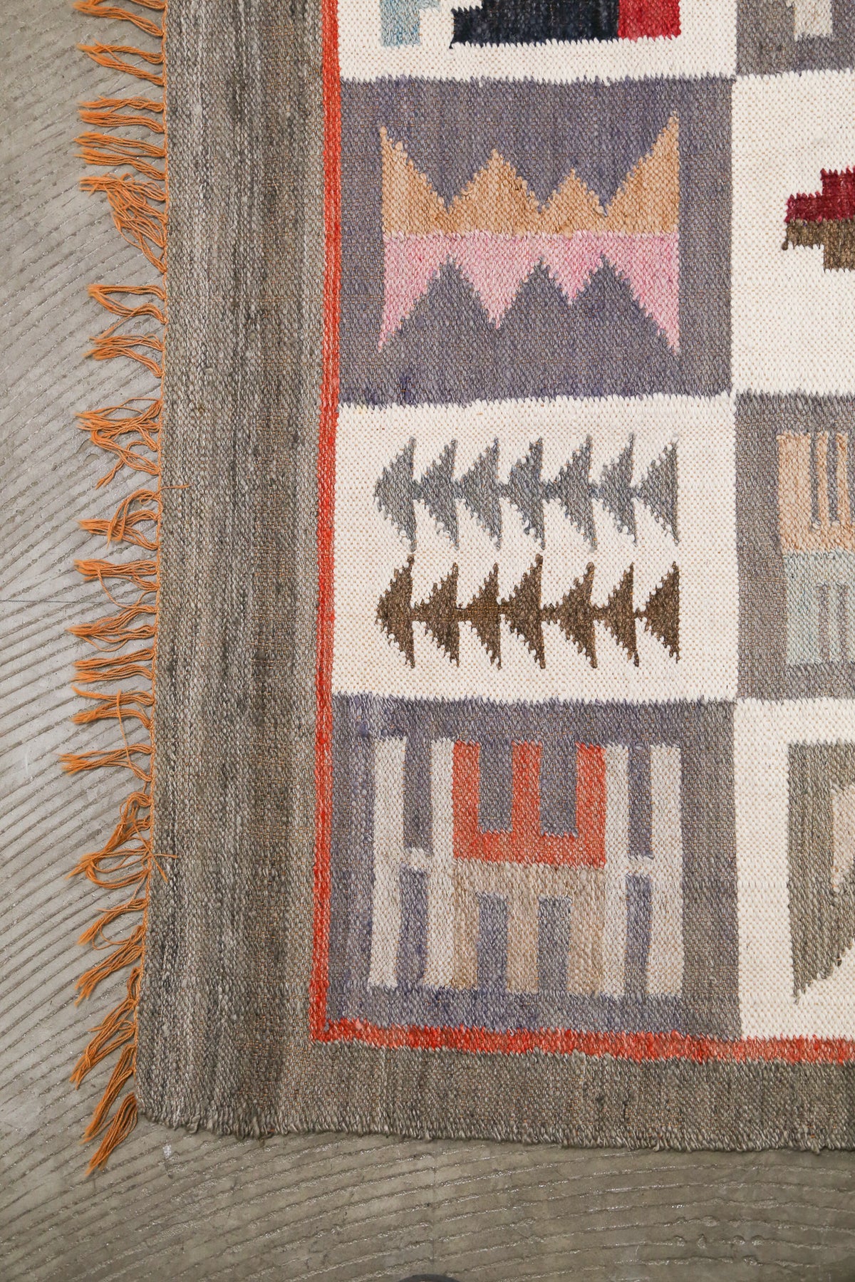 Geometric Pattern Kilim Rug / 幾何学柄 平織り キリムラグ