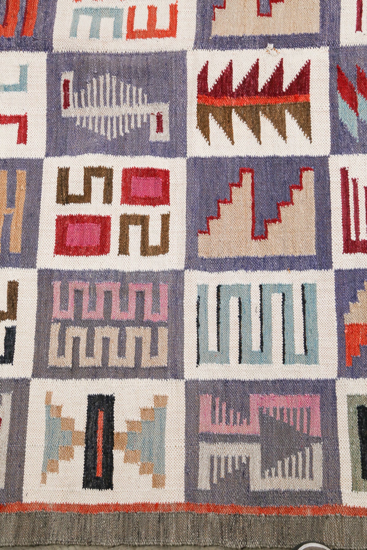 Geometric Pattern Kilim Rug / 幾何学柄 平織り キリムラグ