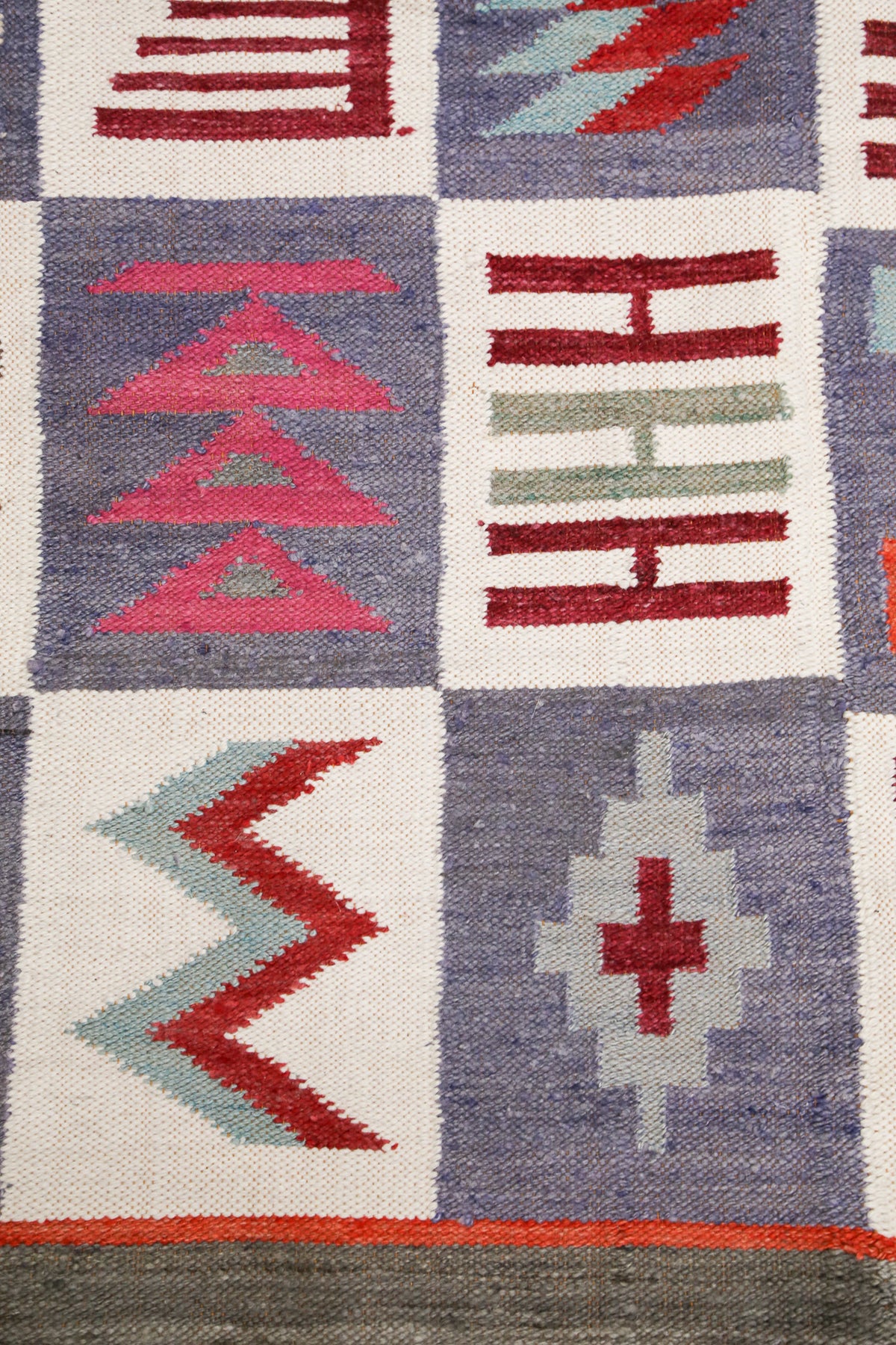 Geometric Pattern Kilim Rug / 幾何学柄 平織り キリムラグ