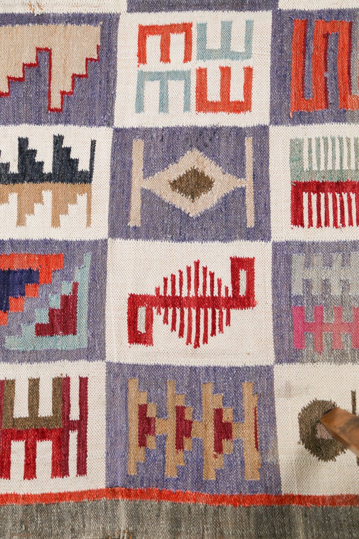 Geometric Pattern Kilim Rug / 幾何学柄 平織り キリムラグ