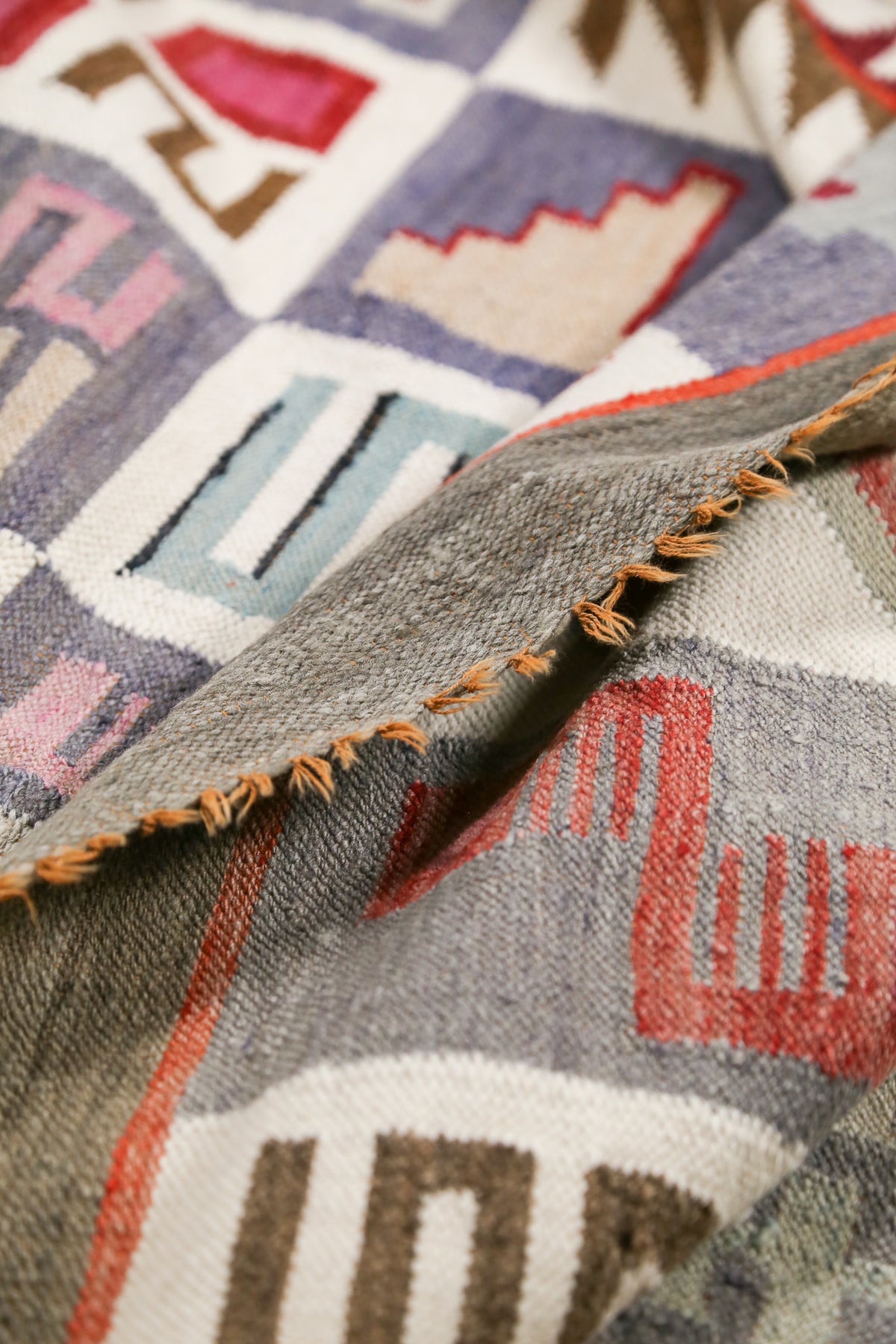 Geometric Pattern Kilim Rug / 幾何学柄 平織り キリムラグ
