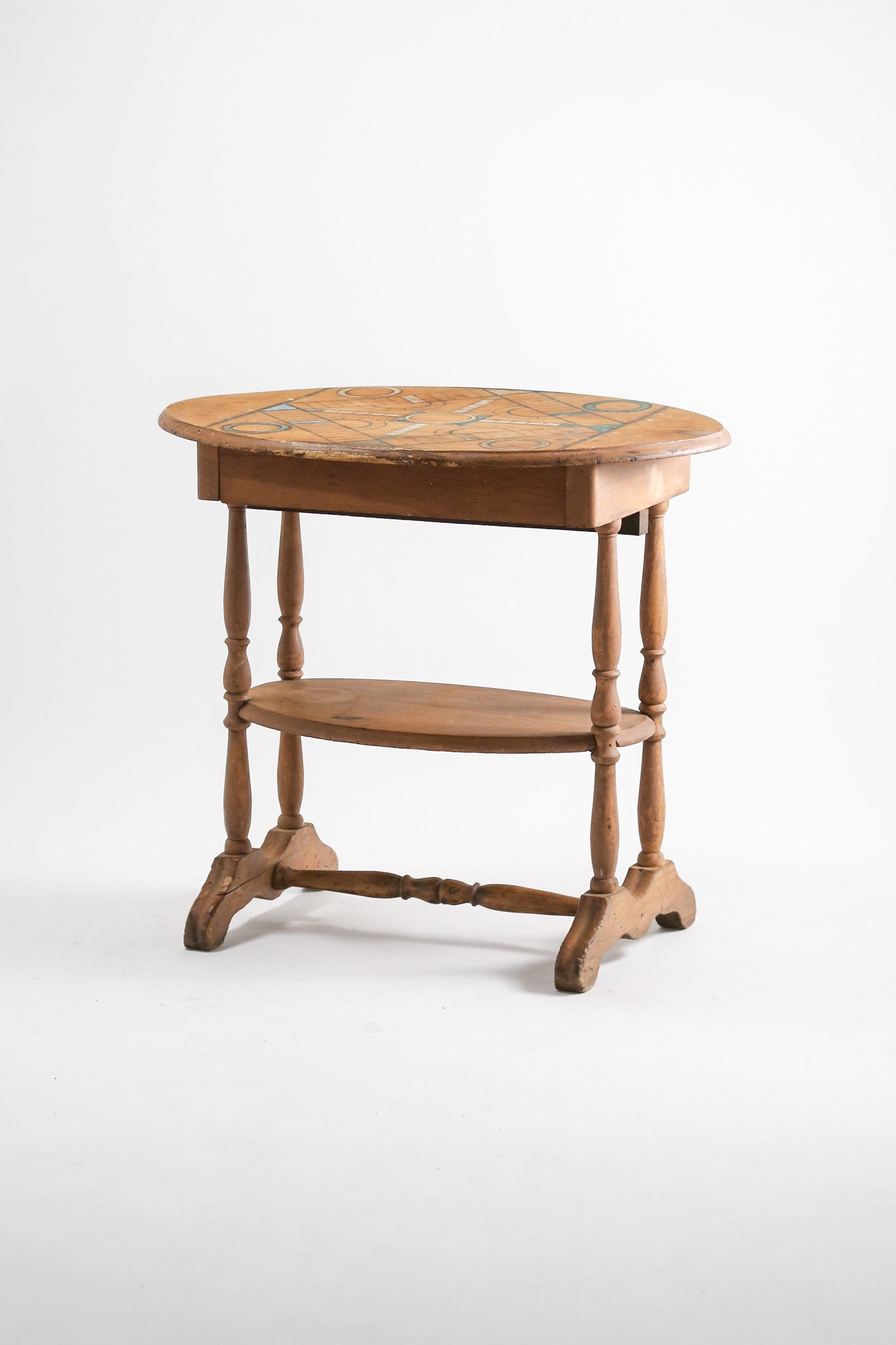 Antique Games Table with Hand-Painted Top / アンティーク ゲームテーブル（ハンドペイント）
