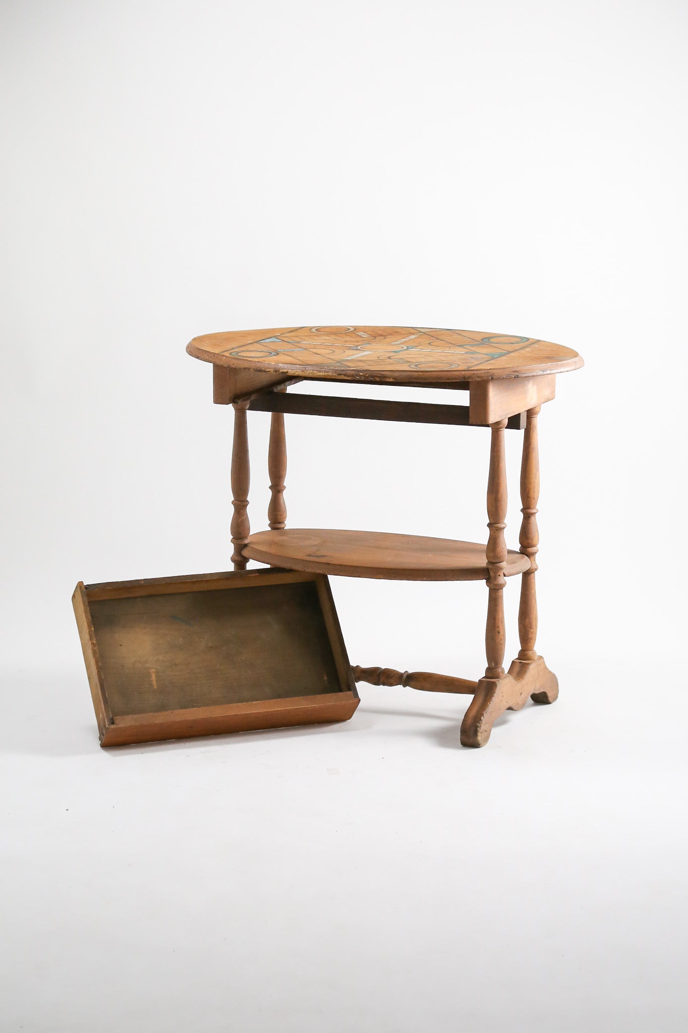 Antique Games Table with Hand-Painted Top / アンティーク ゲームテーブル（ハンドペイント）