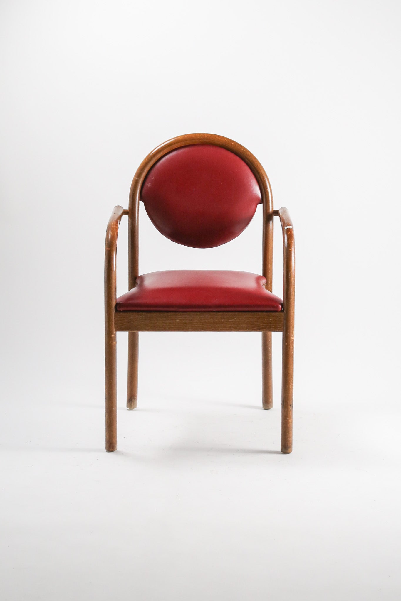 Armchair with Red Faux Leather / レッドフェイクレザー アームチェア