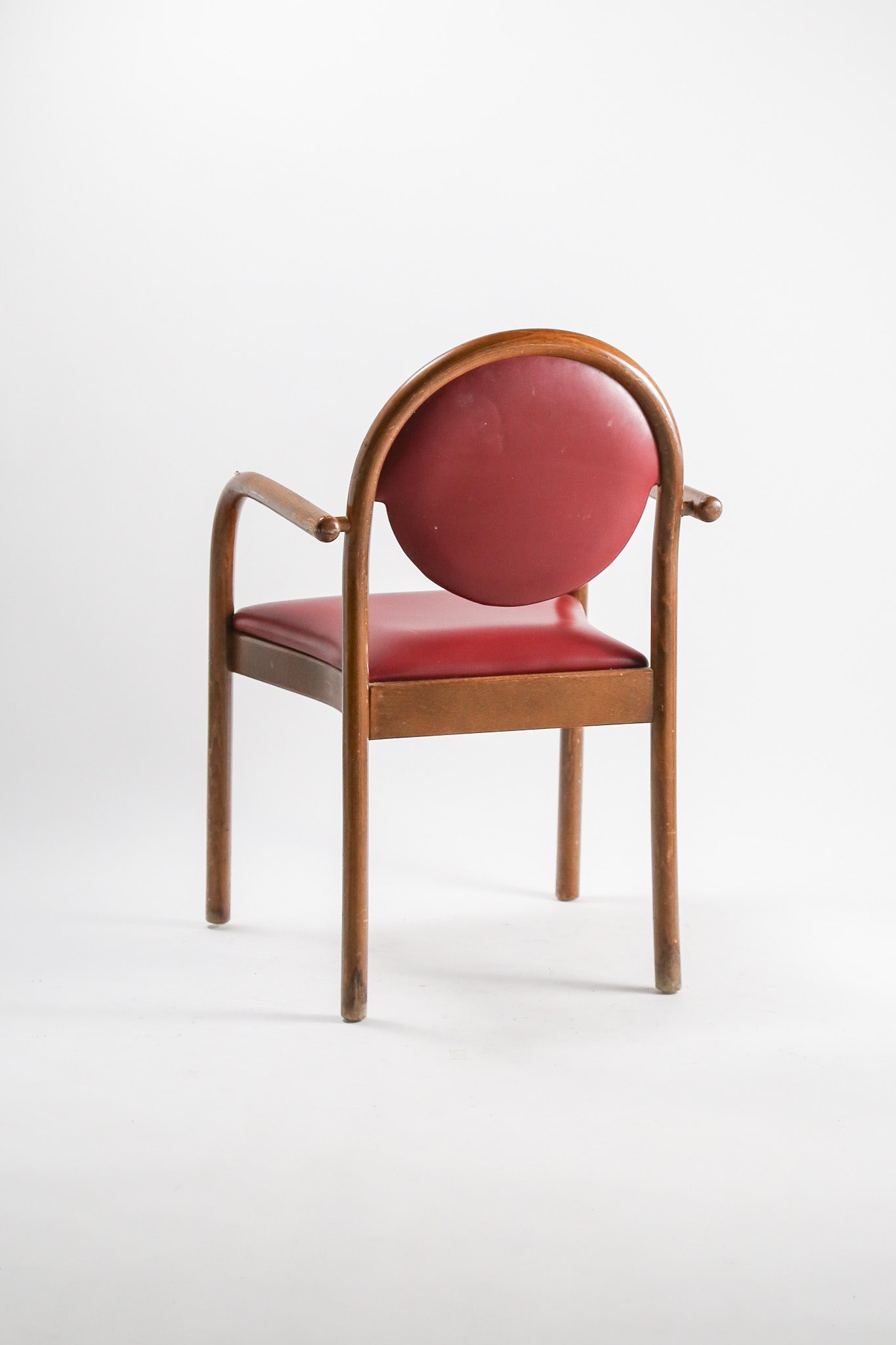 Armchair with Red Faux Leather / レッドフェイクレザー アームチェア