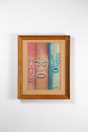 Tiki Hawaiian Tribal Relief Print / ハワイアン Tiki プリント