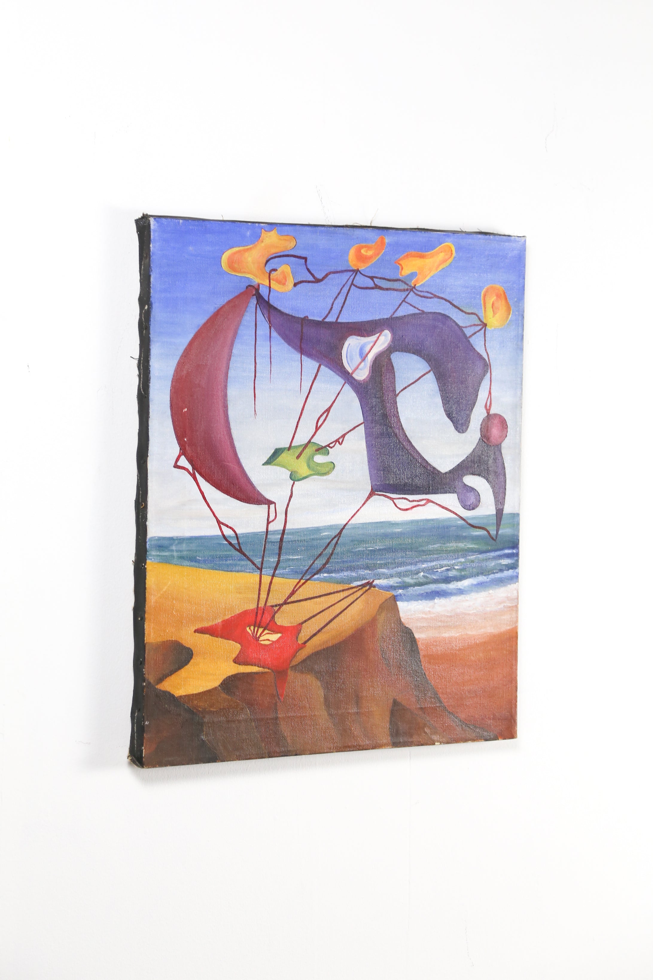 Abstract Surrealist Painting by D. Niland (1950) / D.ニランド 1950年作 抽象シュルレアリスム 絵画