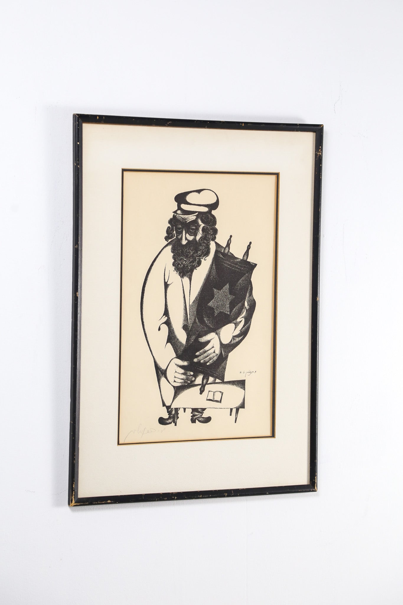 Vintage Lithograph "The Torah" / ヴィンテージ リトグラフ「トーラ（律法）を抱く男」