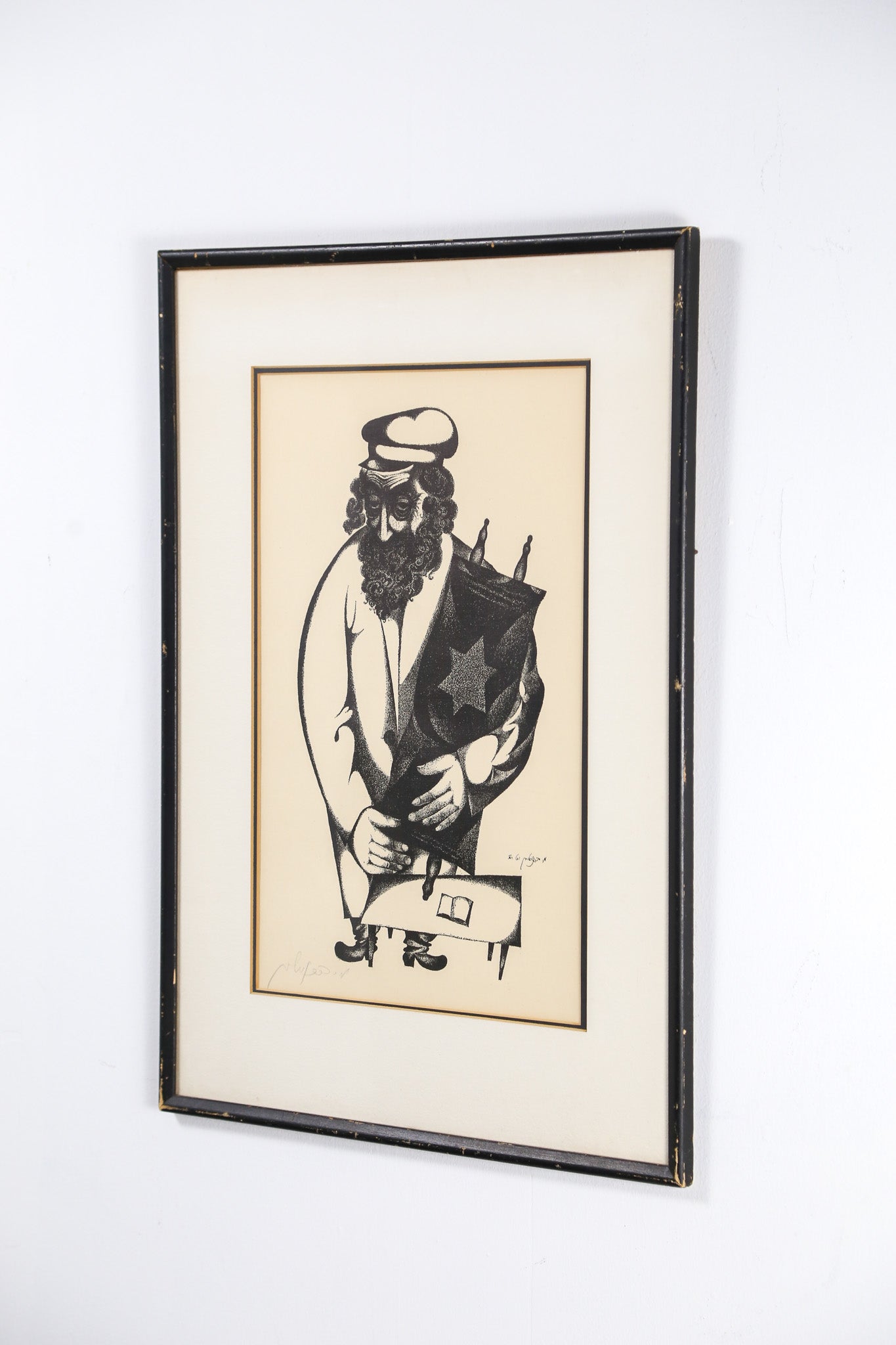 Vintage Lithograph "The Torah" / ヴィンテージ リトグラフ「トーラ（律法）を抱く男」