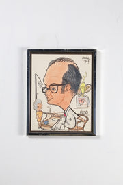 Original Caricature of a Doctor by Lazar, 1969 / 1969年 医師のカリカチュア原画（LAZAR作）