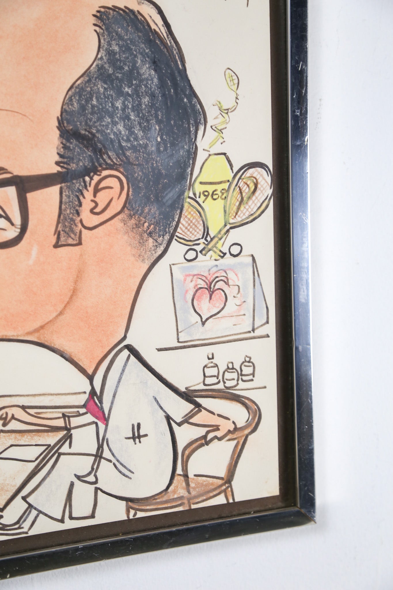 Original Caricature of a Doctor by Lazar, 1969 / 1969年 医師のカリカチュア原画（LAZAR作）