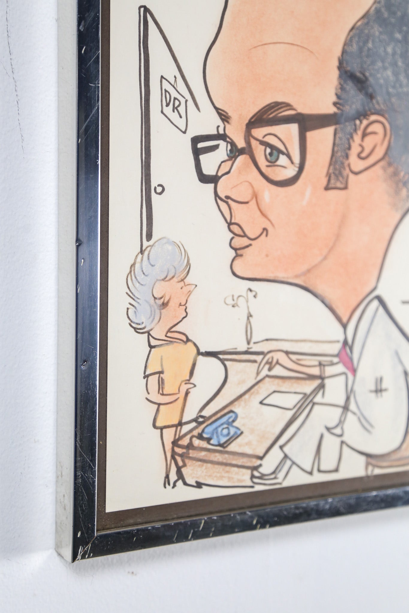 Original Caricature of a Doctor by Lazar, 1969 / 1969年 医師のカリカチュア原画（LAZAR作）