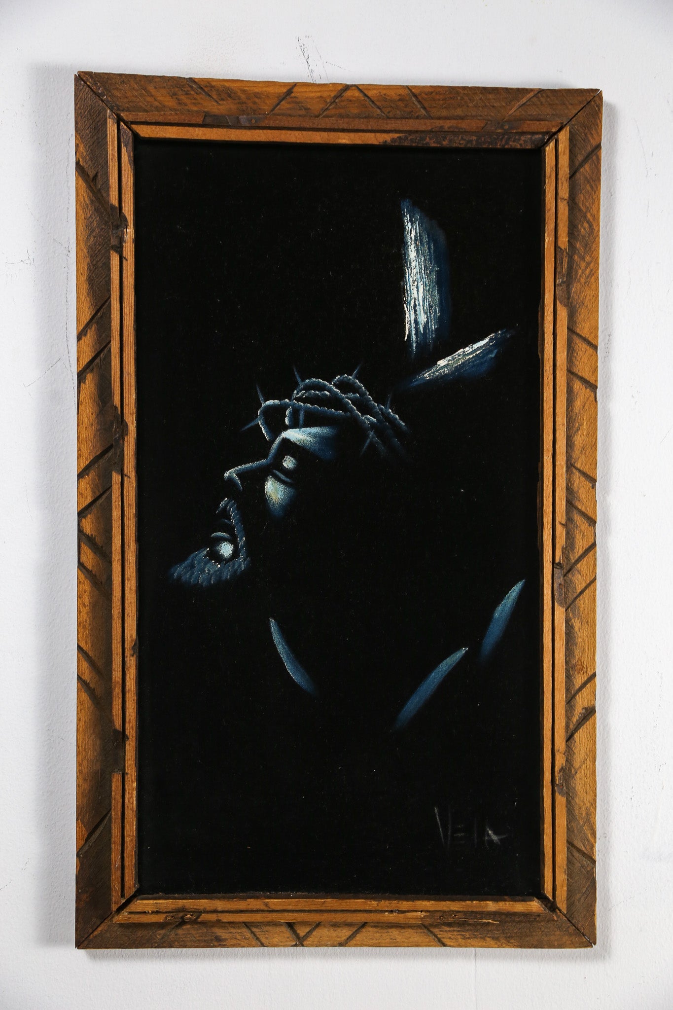 Black Velvet Painting "Head of Christ" / ブラックベルベットペイント「キリストの頭部」