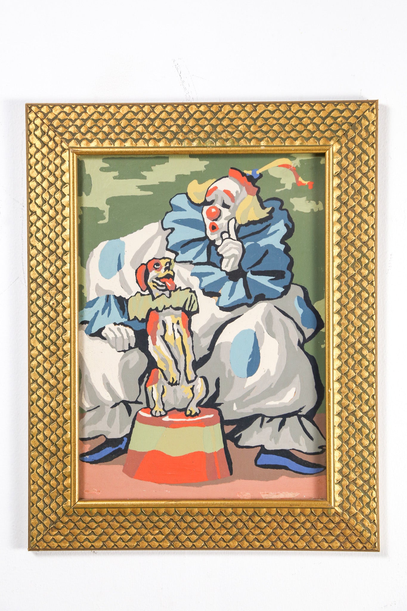 Clown and One Dog Vintage Art / ピエロと犬 1匹