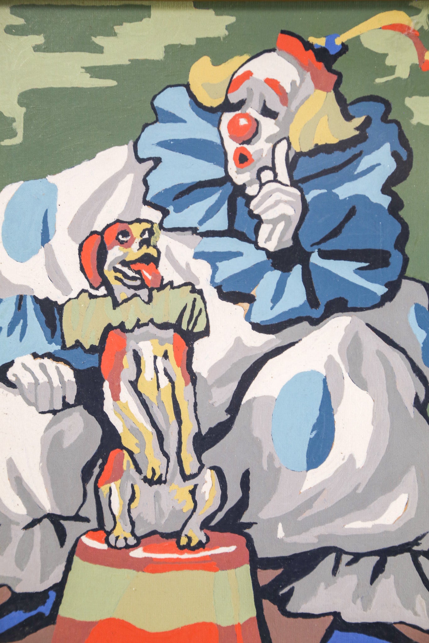 Clown and One Dog Vintage Art / ピエロと犬 1匹