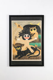 Night Creatures and Child Screen Print / 月夜と動物たち シルクスクリーン