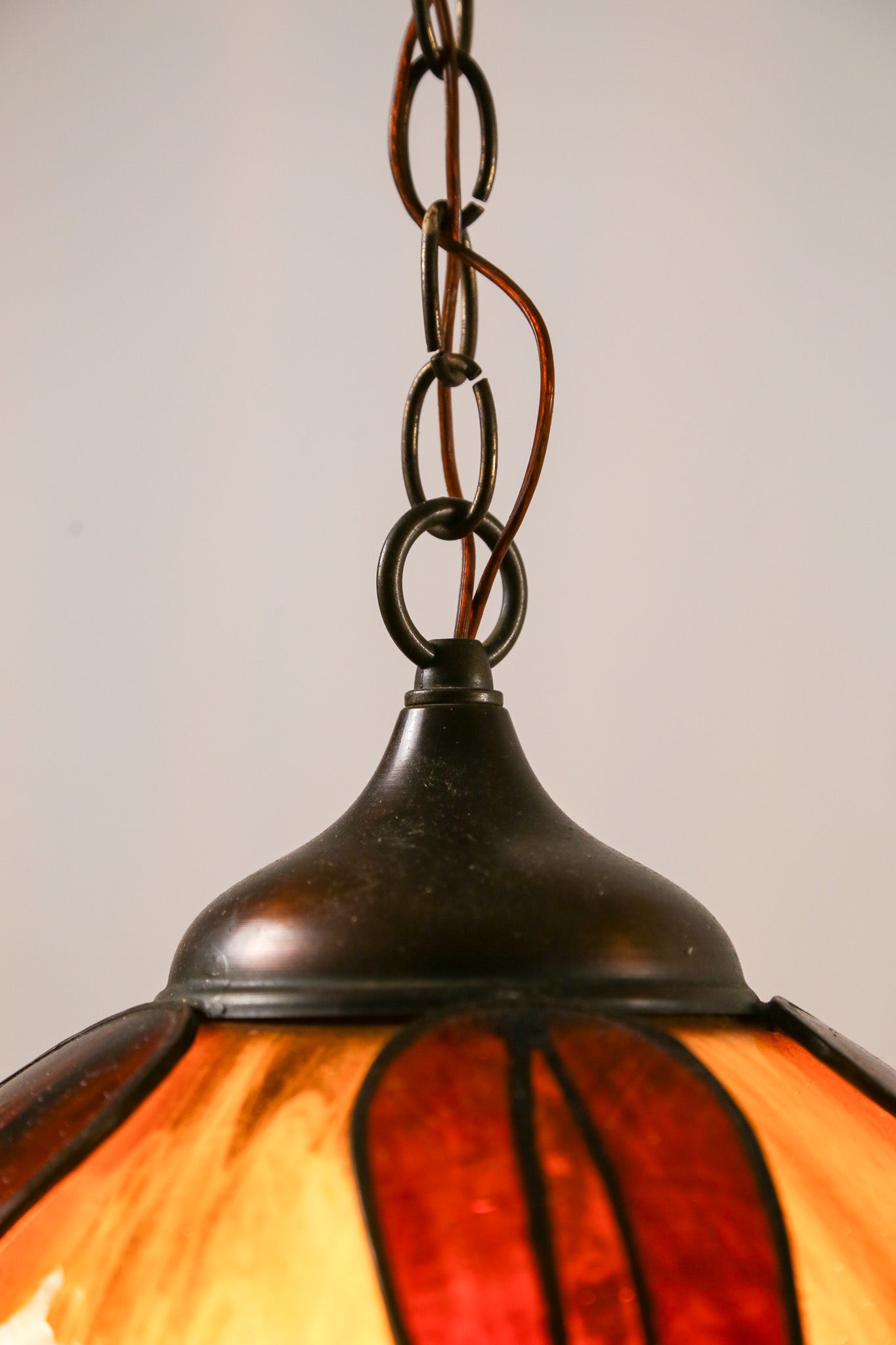 Amber Glass Flower Pendant Light / 丸花ペンダントライト ガラス
