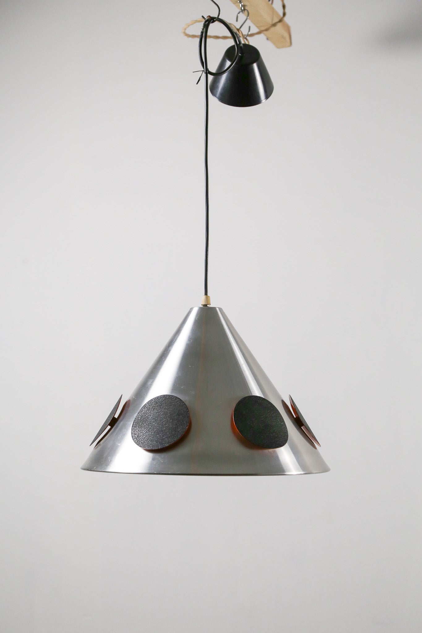Silver Shade Pendant Light with Black Accents / シルバーシェード 黒丸付き ペンダントライト