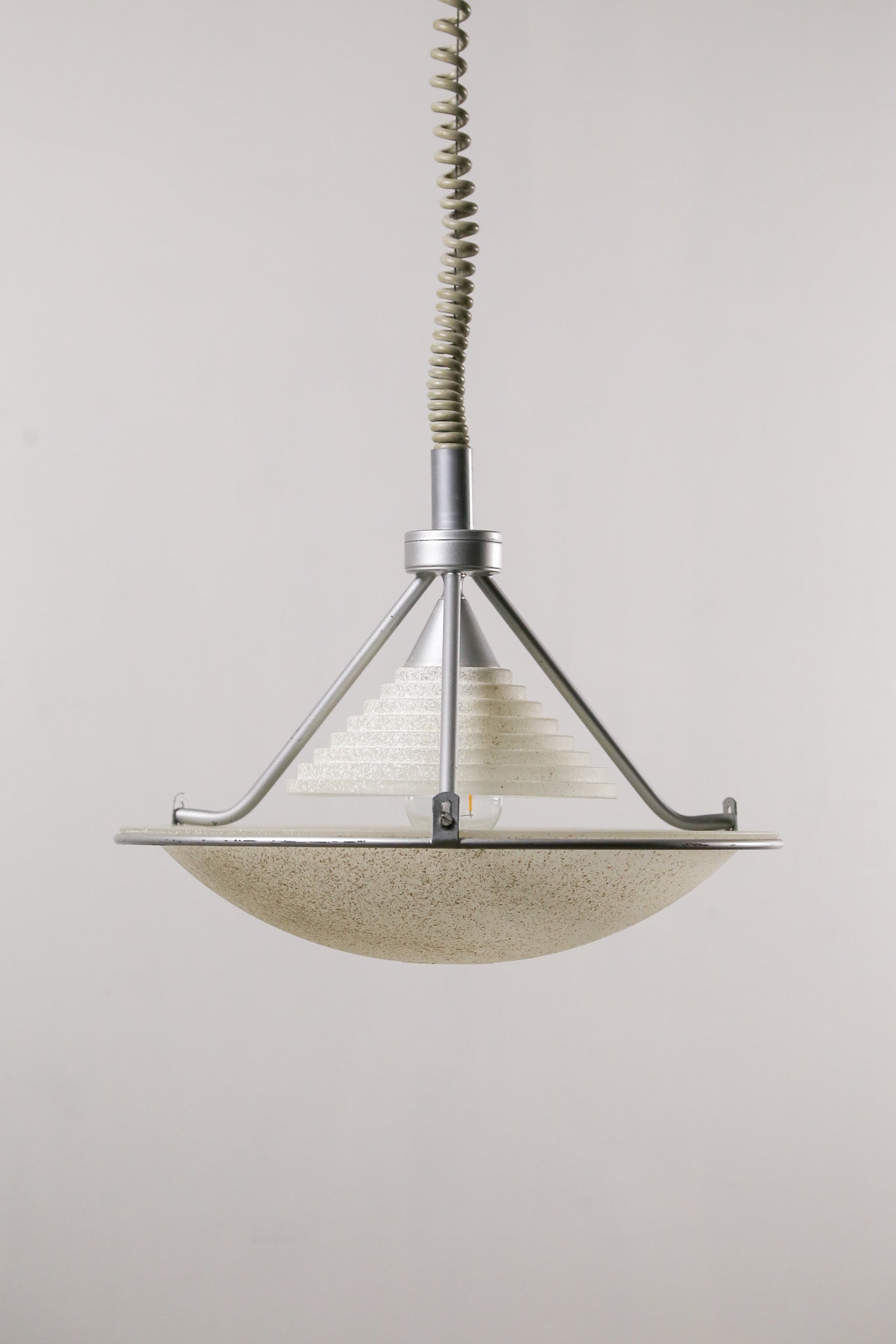 Pendant Light with Stepped Glass Shade and Speckled Bowl / ステップガラスシェード＆斑点模様ボウル ペンダントライト