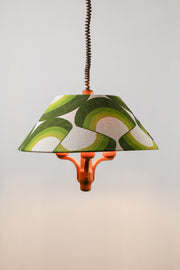 Vintage Teak Pendant Light with Psychadelic Green Shade / ヴィンテージ チーク ペンダントライト サイケデリックグリーンシェード