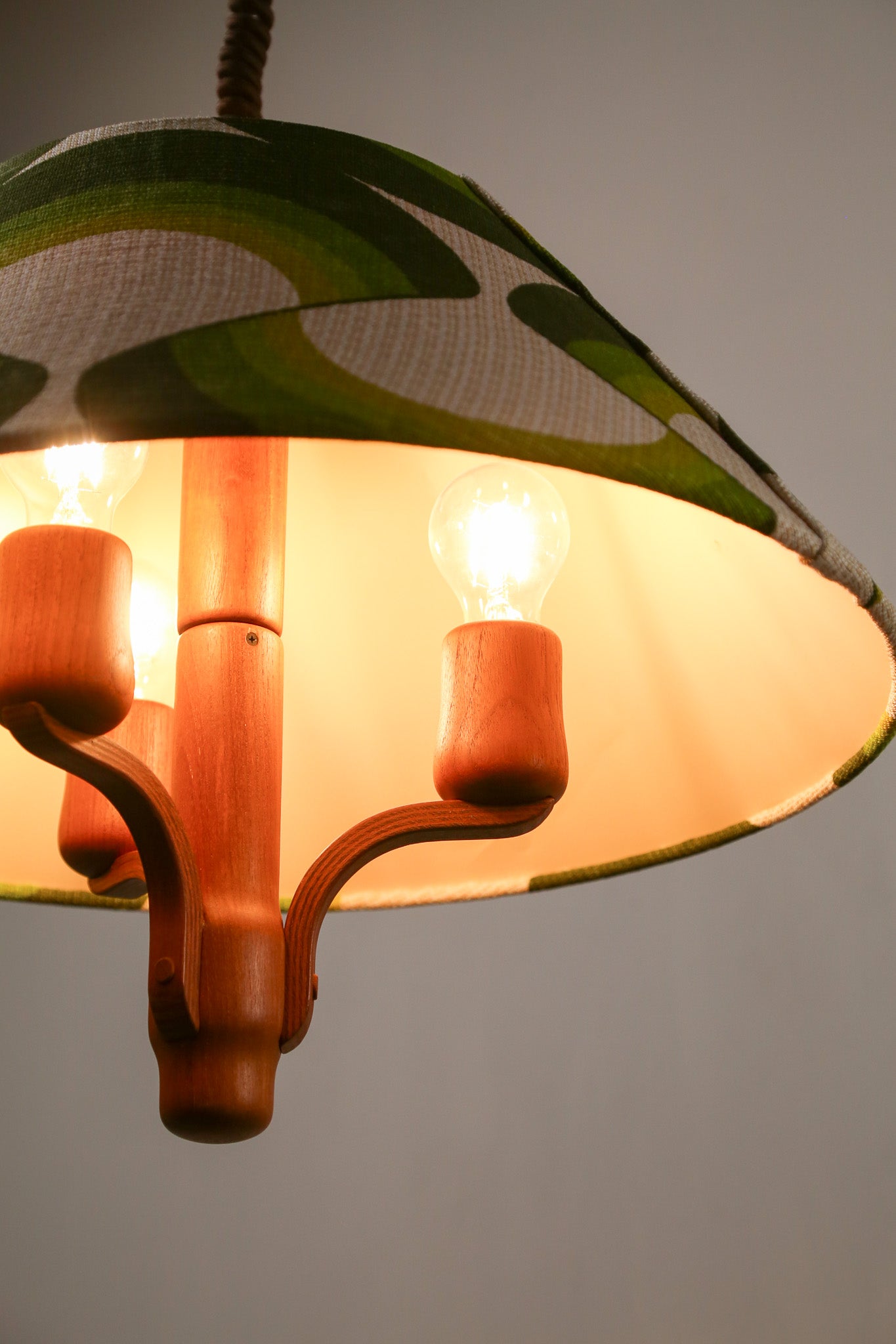 Vintage Teak Pendant Light with Psychadelic Green Shade / ヴィンテージ チーク ペンダントライト サイケデリックグリーンシェード