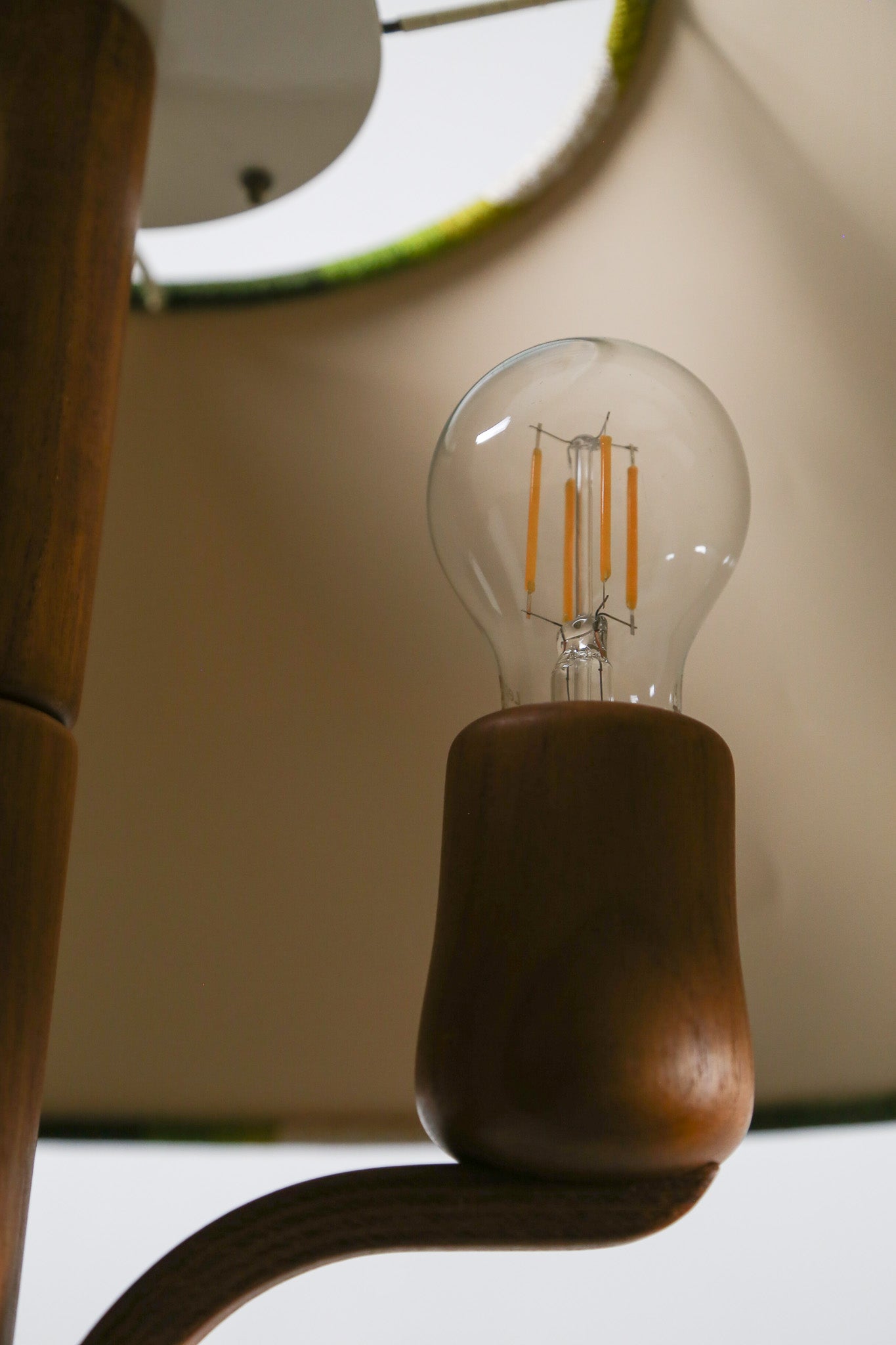 Vintage Teak Pendant Light with Psychadelic Green Shade / ヴィンテージ チーク ペンダントライト サイケデリックグリーンシェード