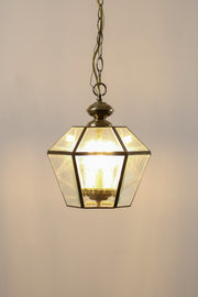Hanging Lantern Style Brass Chandelier / 真鍮フレーム 吊り下げ式 ガラスランタンペンダントライト