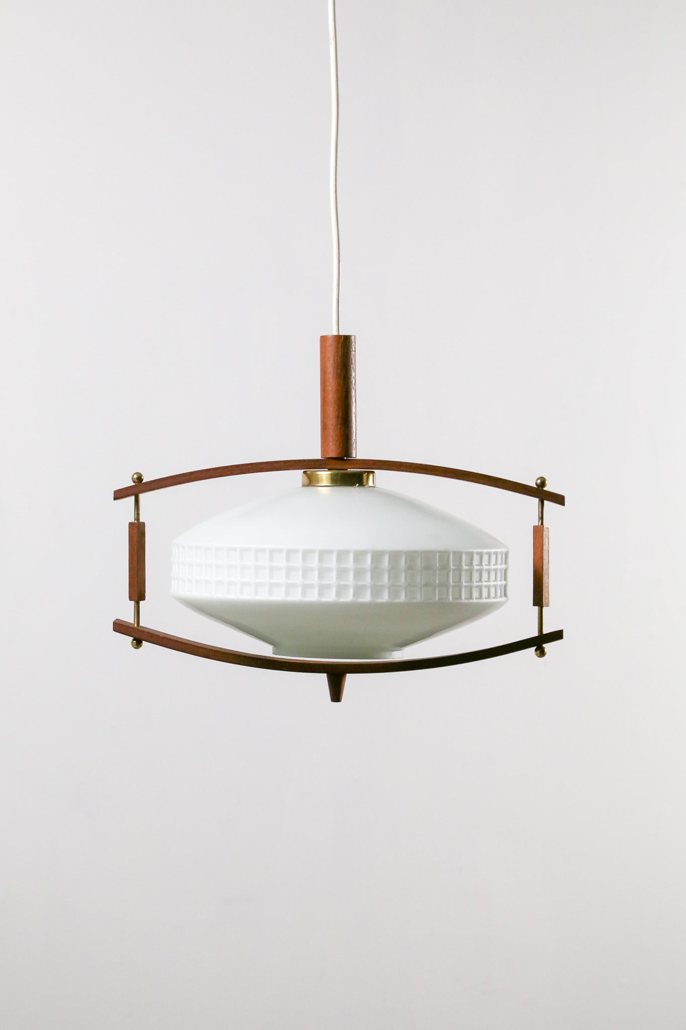 Teak and Milky Glass Pendant Light / チーク＆乳白色ガラス ペンダントライト