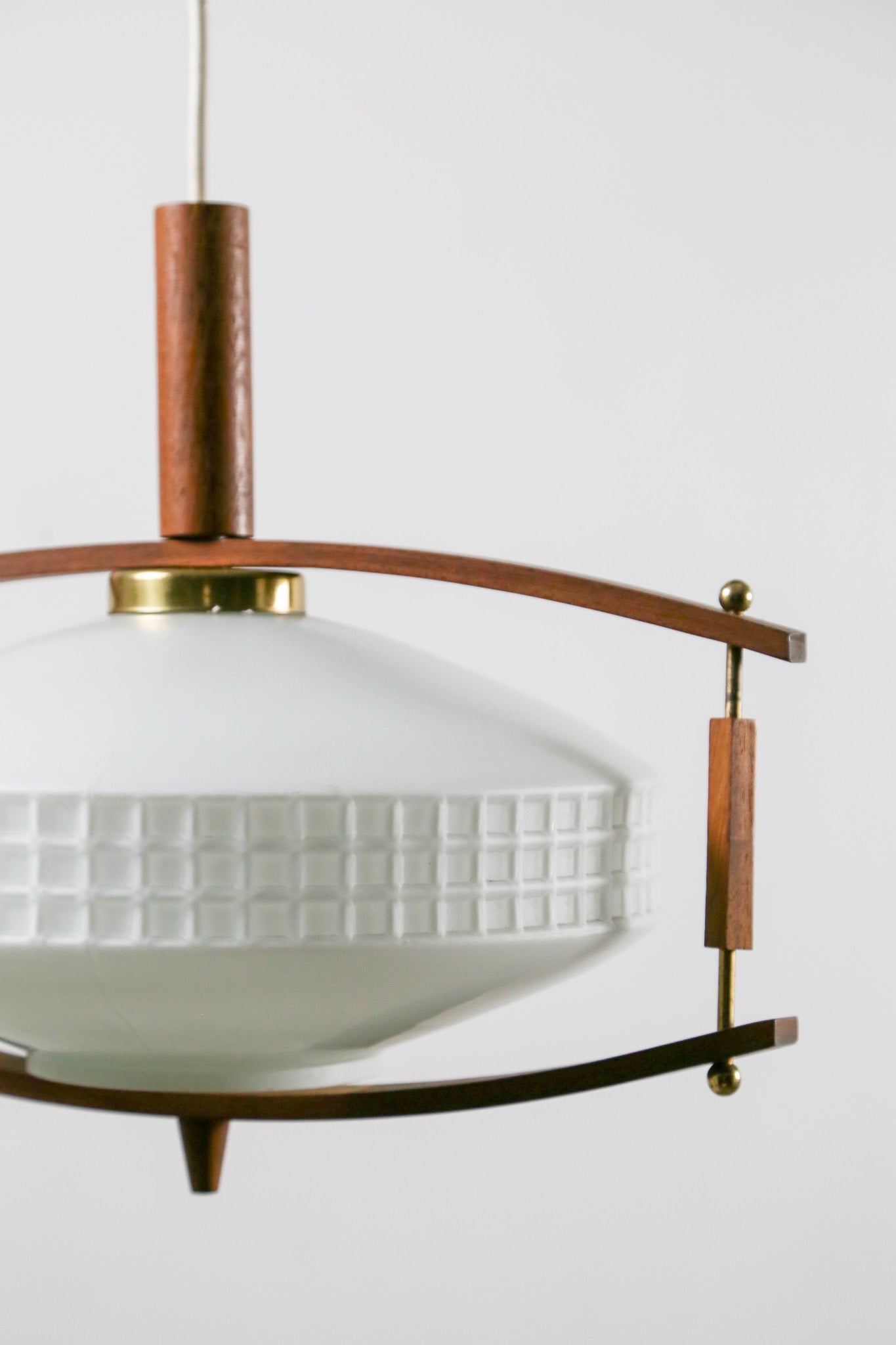 Teak and Milky Glass Pendant Light / チーク＆乳白色ガラス ペンダントライト