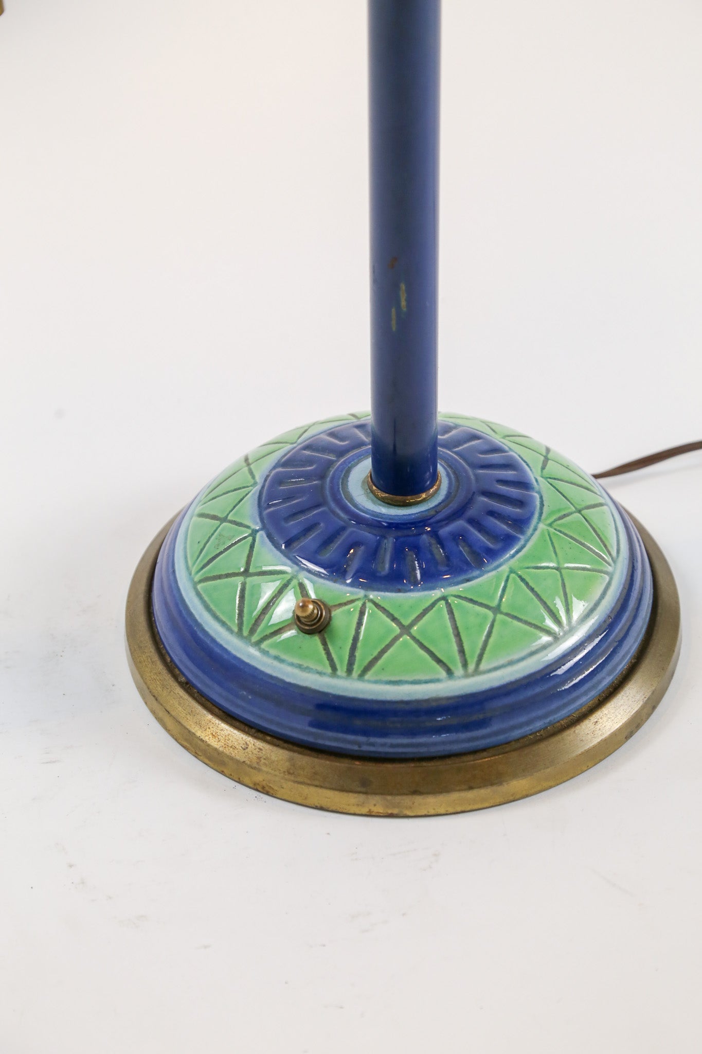 Double Arm Table Lamp with Blue Silk Shades / ブルーシルクシェード ダブルアームテーブルランプ