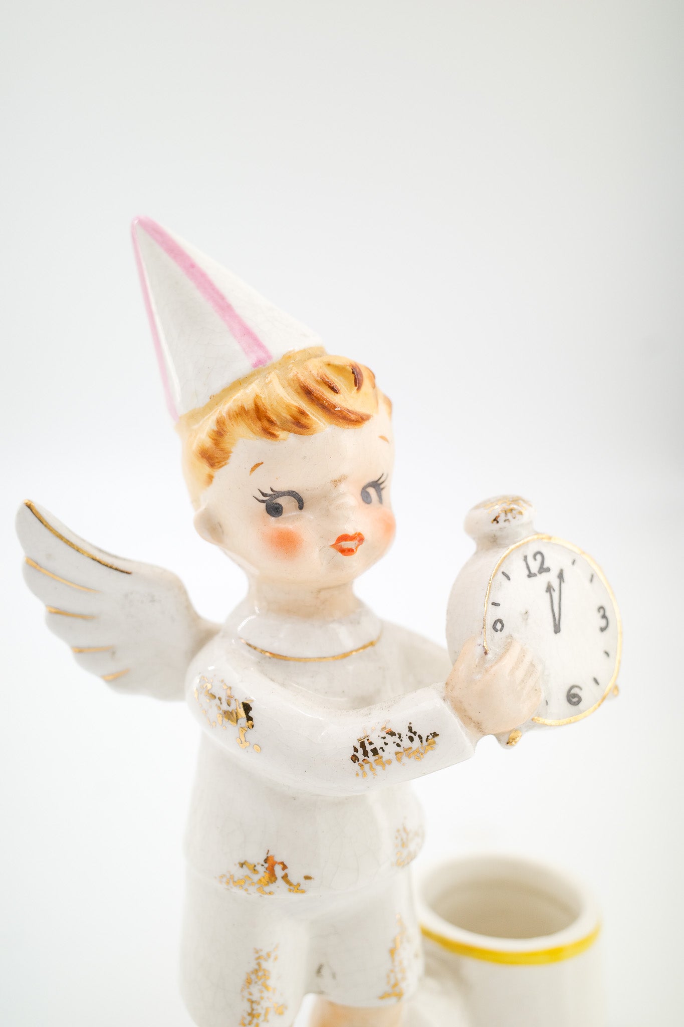 January New Year's Angel Ceramic Figurine / January ニューイヤー エンジェル クロック 陶器置物