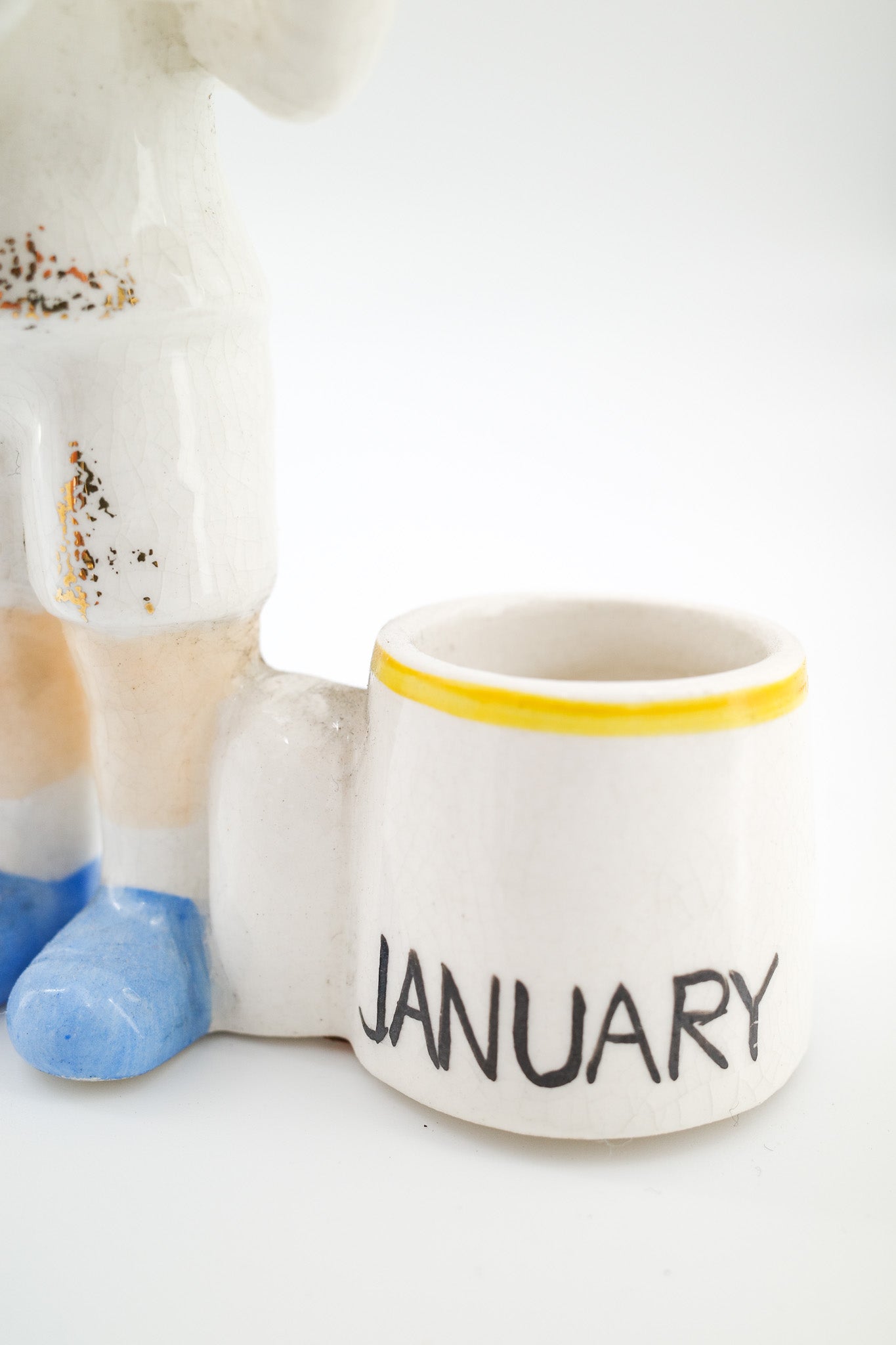 January New Year's Angel Ceramic Figurine / January ニューイヤー エンジェル クロック 陶器置物