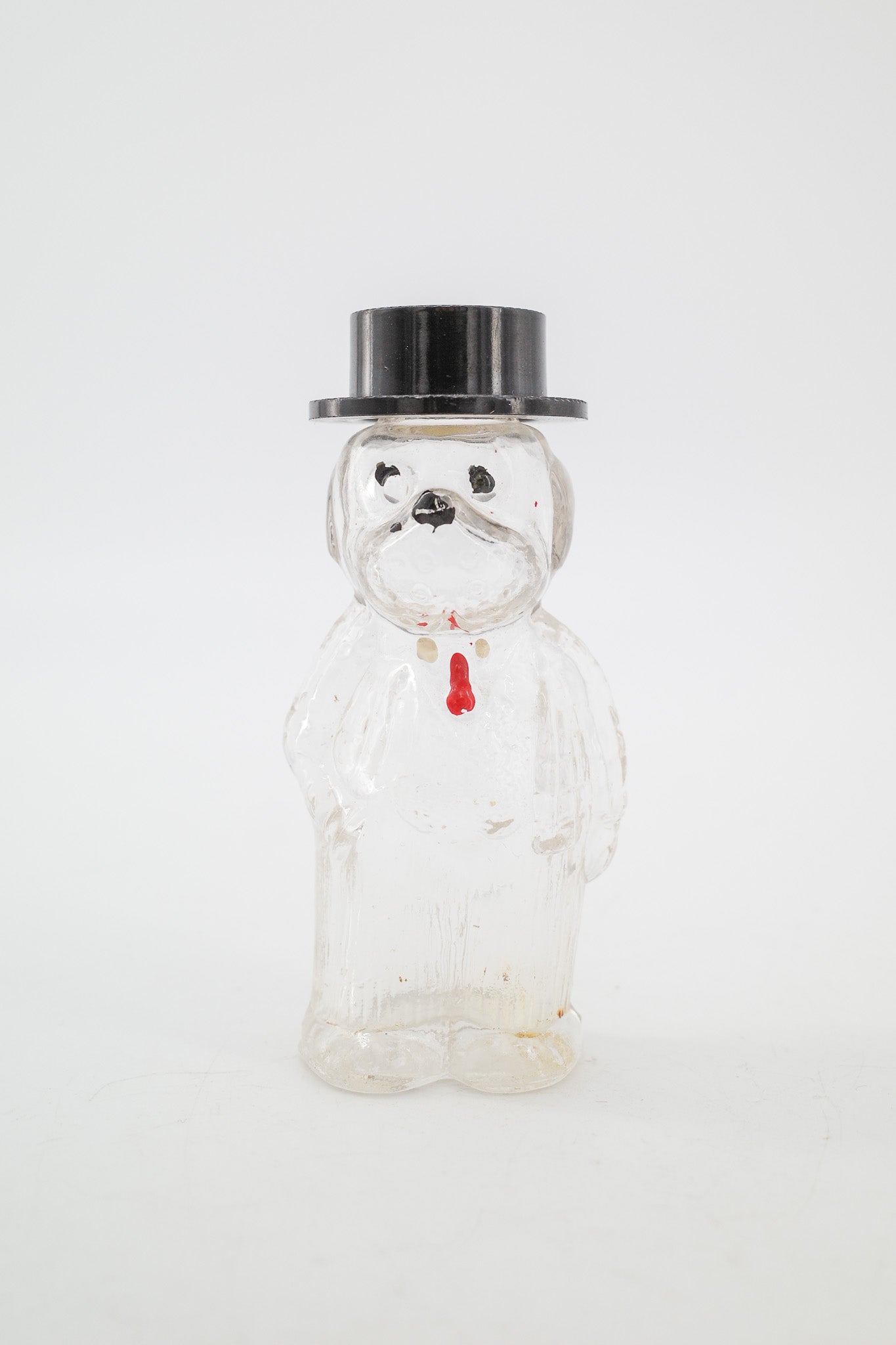 Dog Figurine Glass Bottle with Top Hat / シルクハットを被ったイヌのガラスボトル