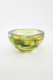 Glass Bowl with Green and Amber Swirl / グリーン＆アンバー スパイラルガラスボウル